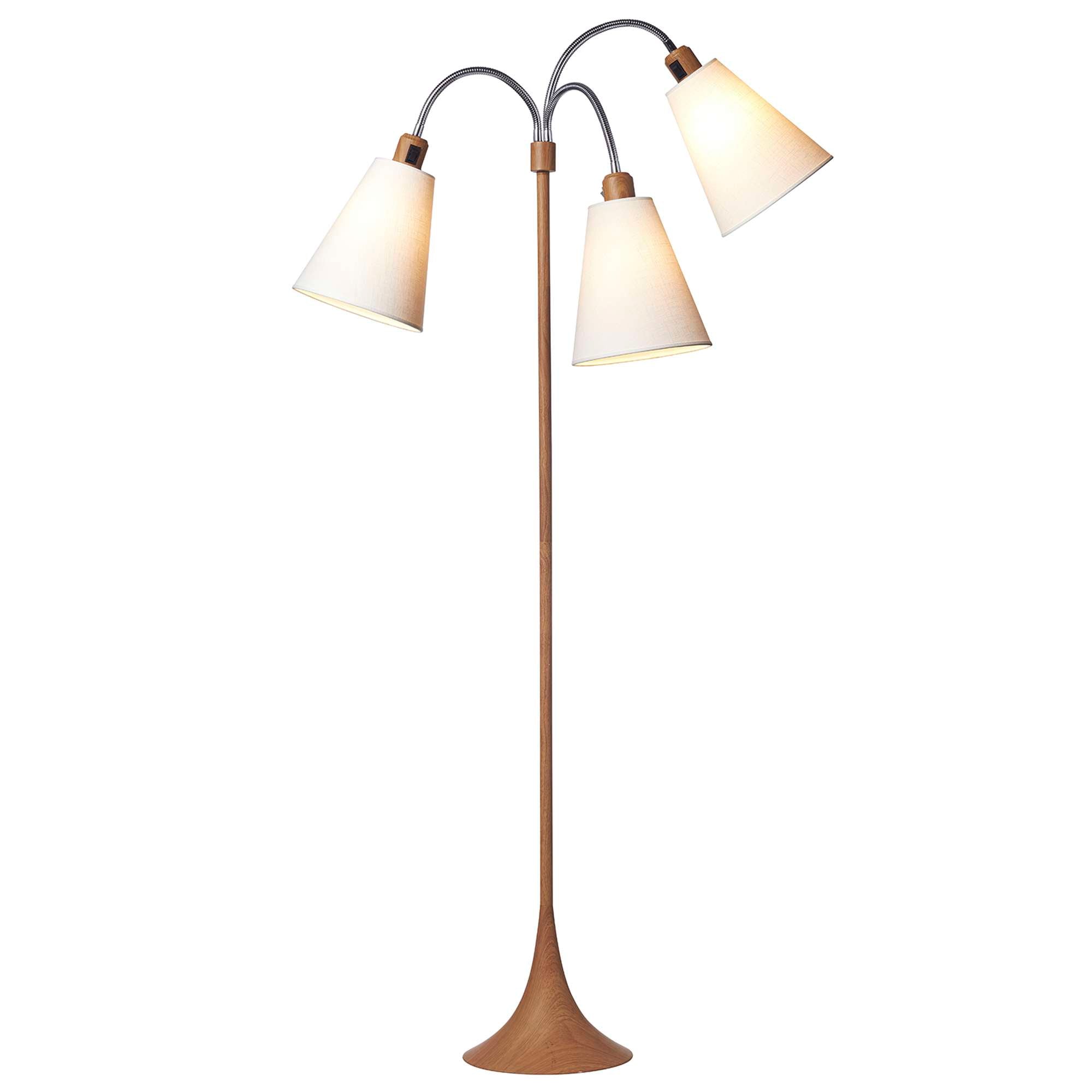 Trafik Gulvlampe Trælook m/Hvide lampeskærme_1