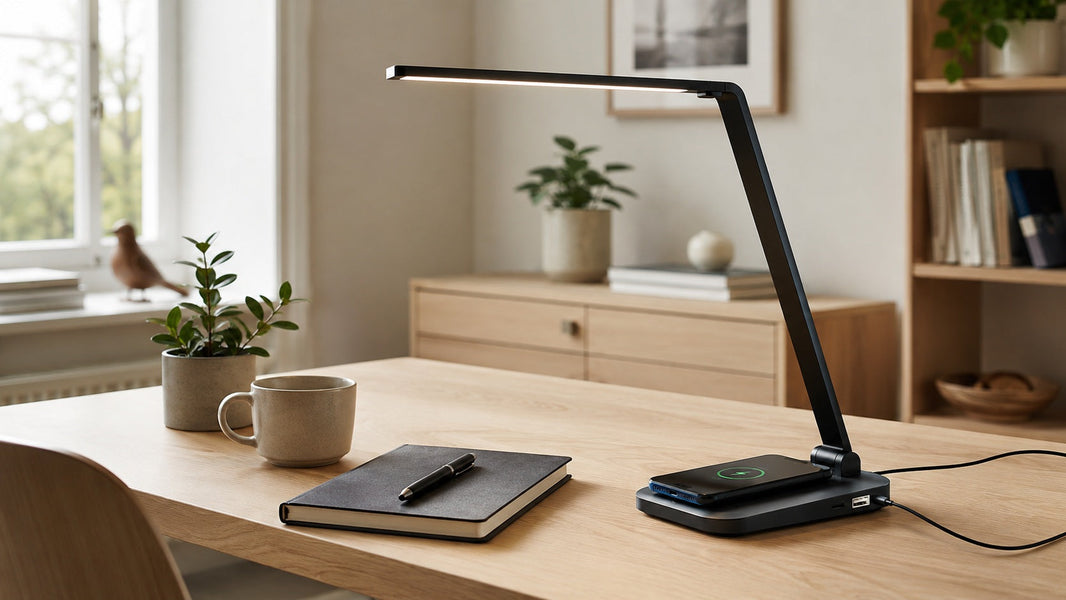 Lampe med USB-oplader eller trådløs oplader – hvad skal du vælge?