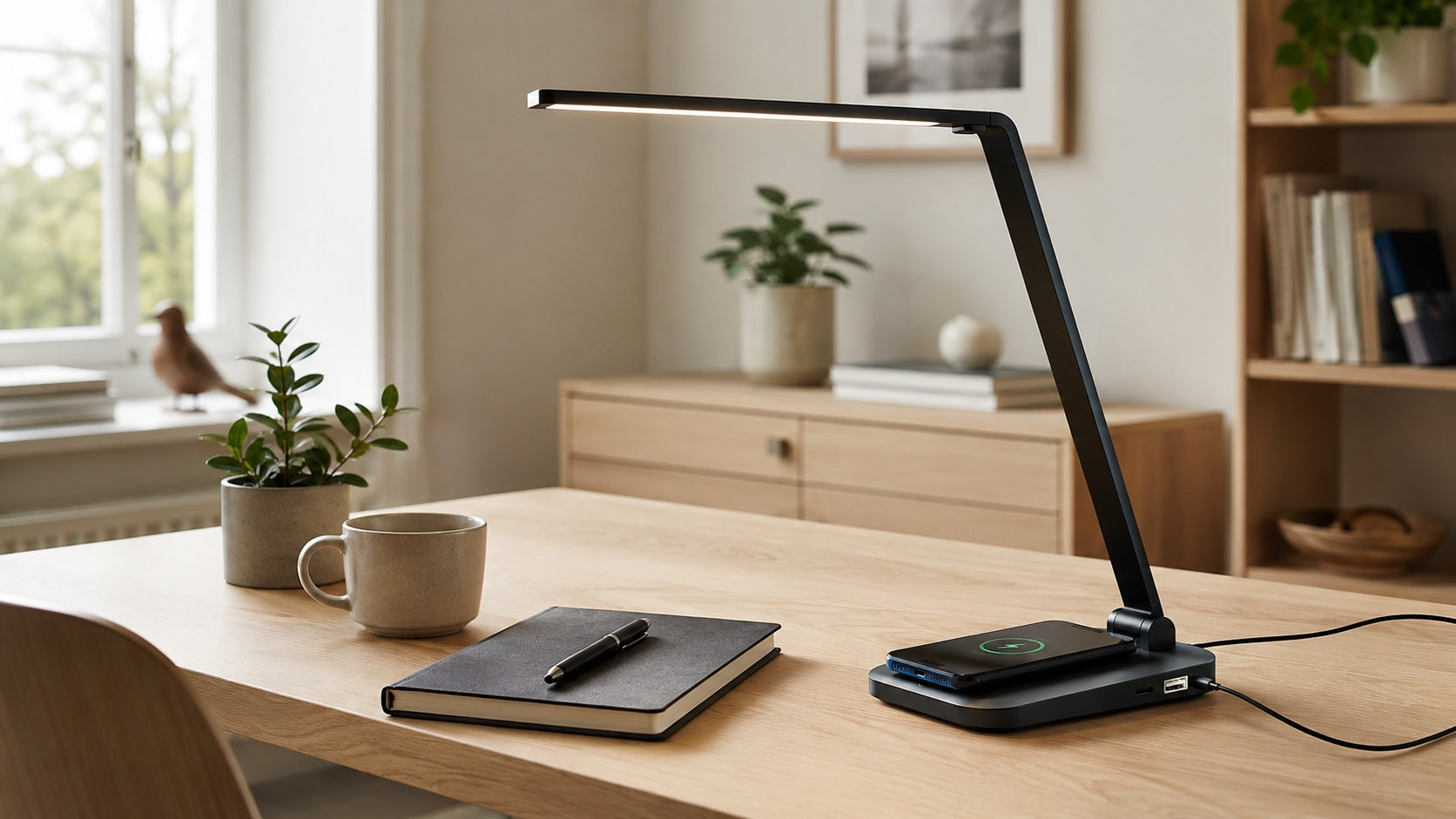 Lampe med USB-oplader eller trådløs oplader – hvad skal du vælge?