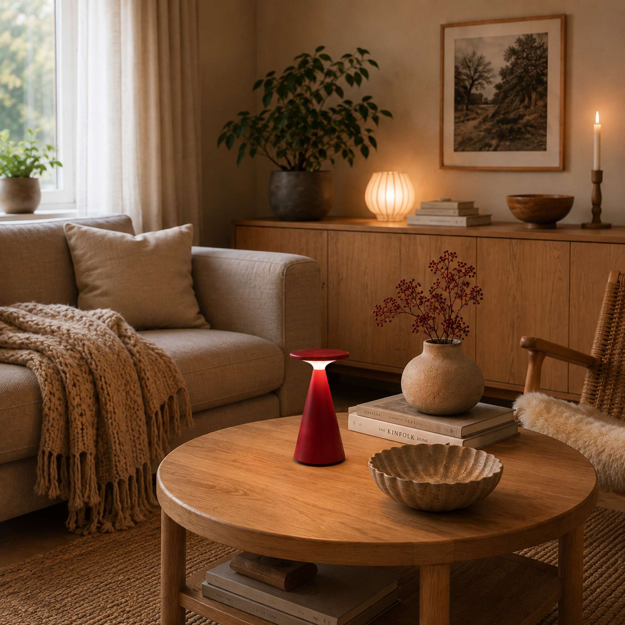 Nyhavn Trådløs Bordlampe - vinrød