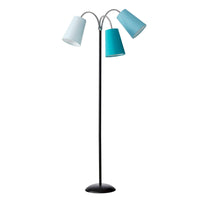 Salsa Gulvlampe Sort – m/aqua, petroleum og lyseblå lampeskærm