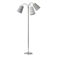 Salsa Gulvlampe Krom – m/lysegrå, mørkegrå og grøngrå lampeskærm