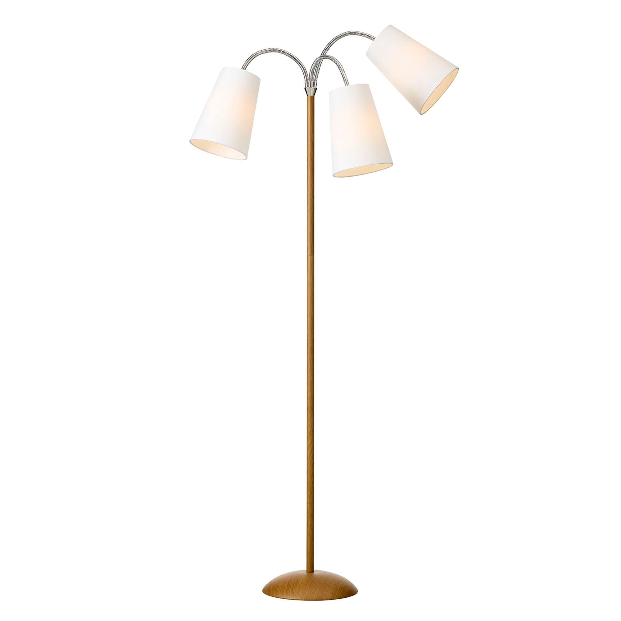 Salsa Gulvlampe Trælook – m/hvide lampeskærme
