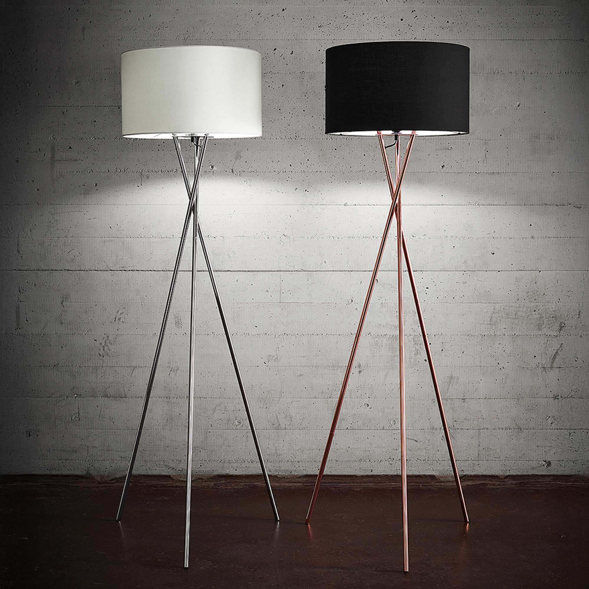 Uptown Gulvlampe Krom – m/hvid lampeskærm