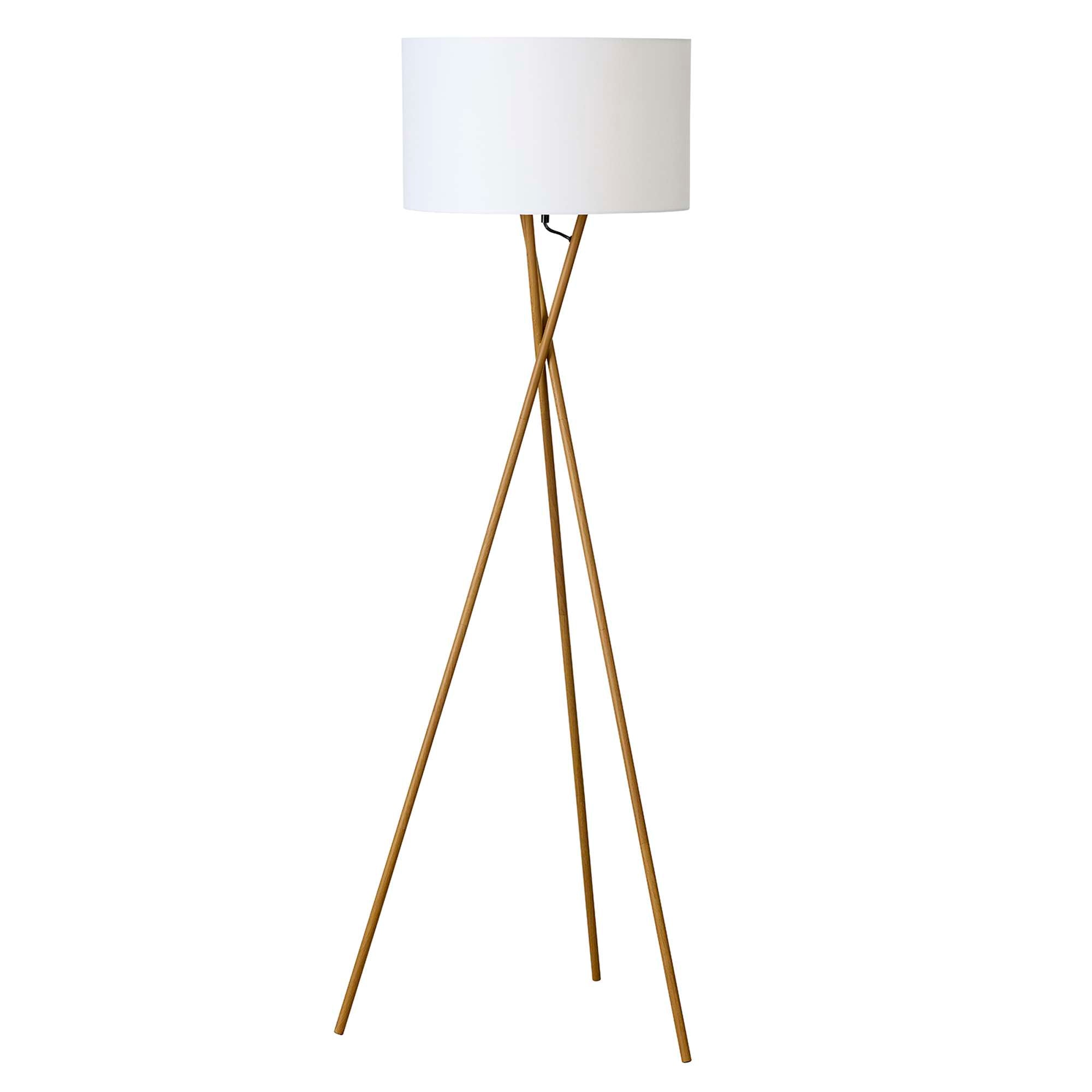 Uptown Gulvlampe Trælook – m/hvid lampeskærm