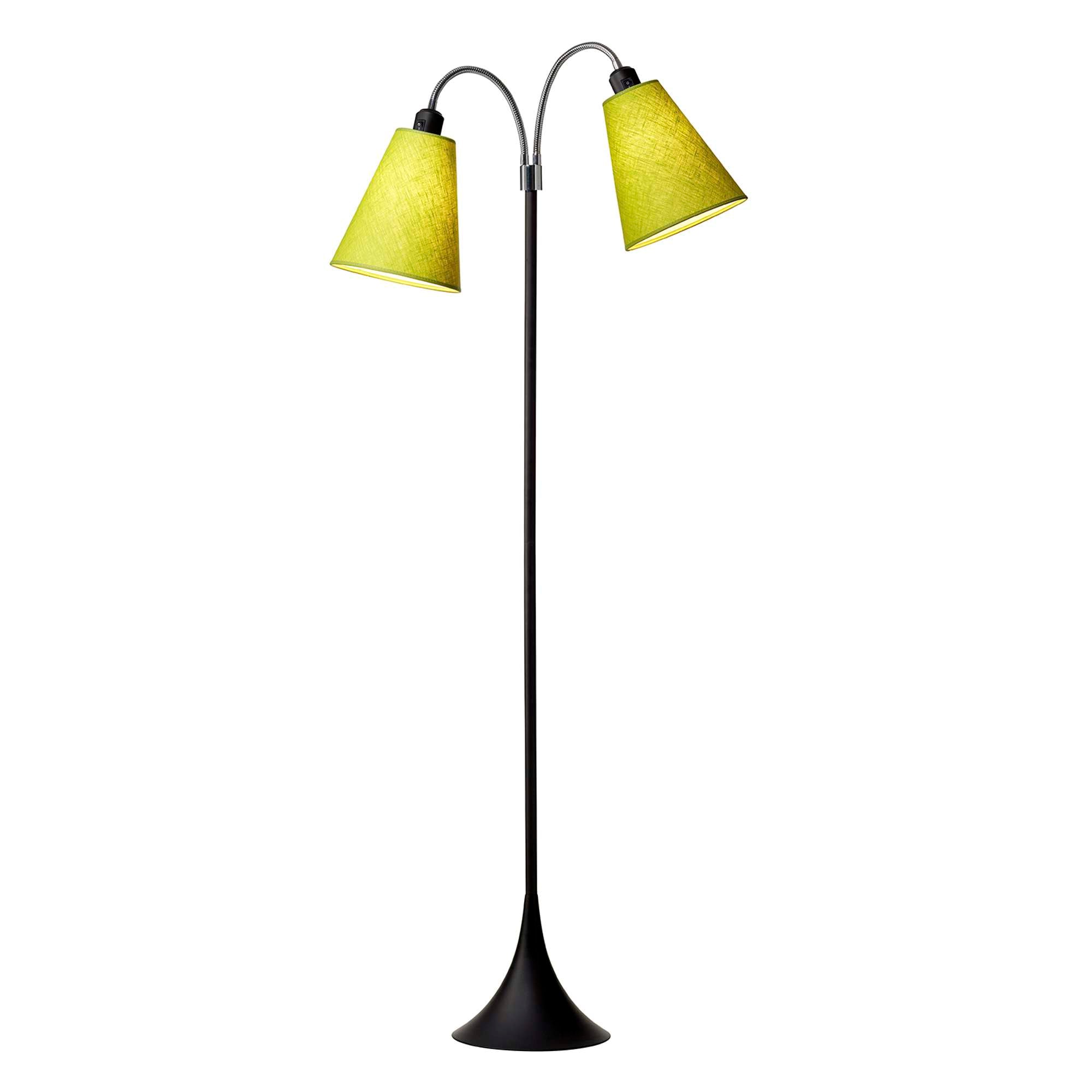 Fodgænger Gulvlampe Sort m/Limegrønne lampeskærme