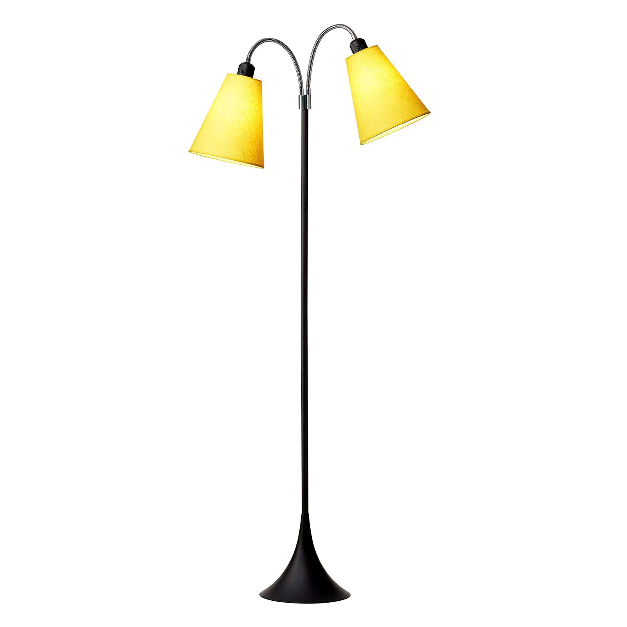 Fodgænger Gulvlampe Sort m/Gule lampeskærme