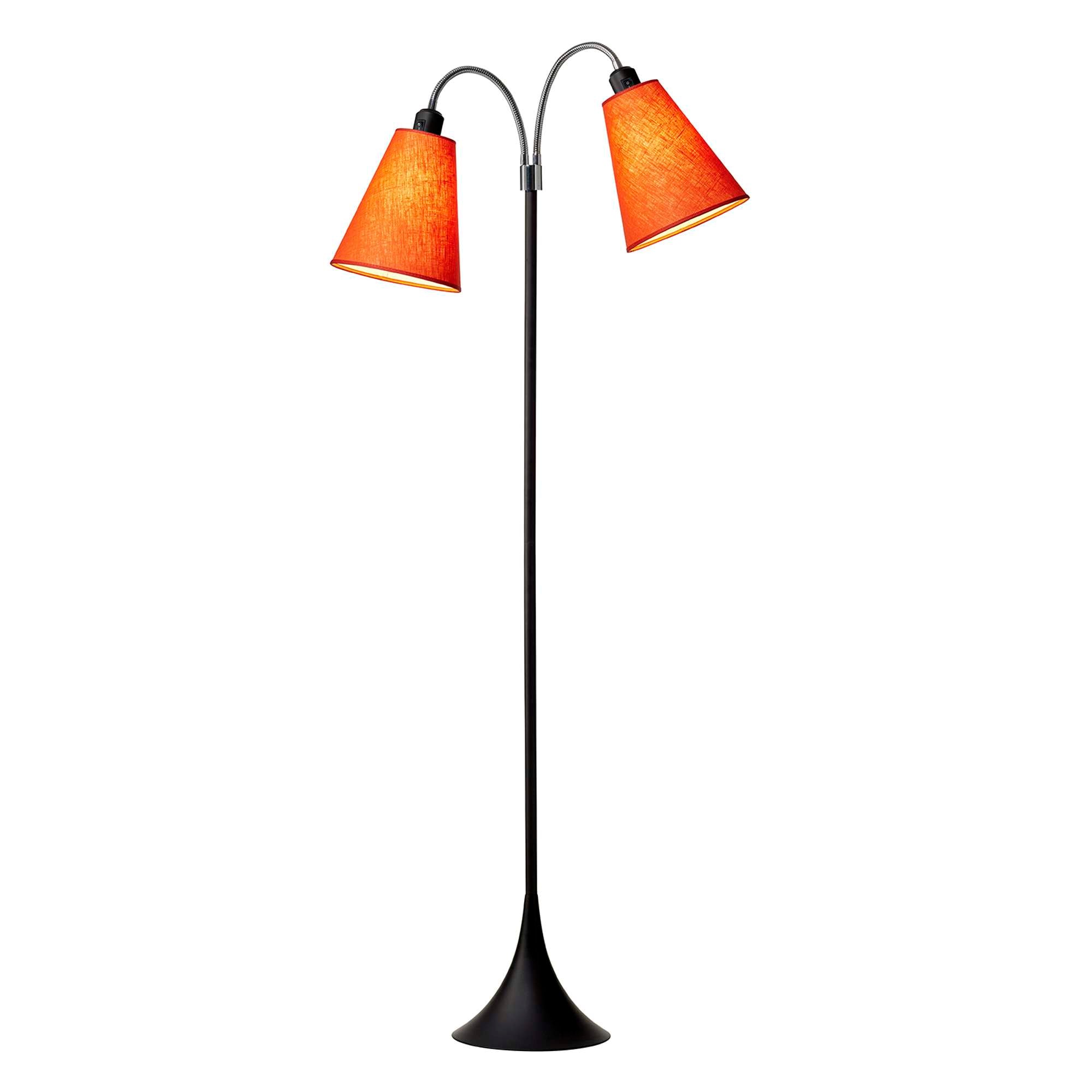 Fodgænger Gulvlampe Sort m/Orange lampeskærme