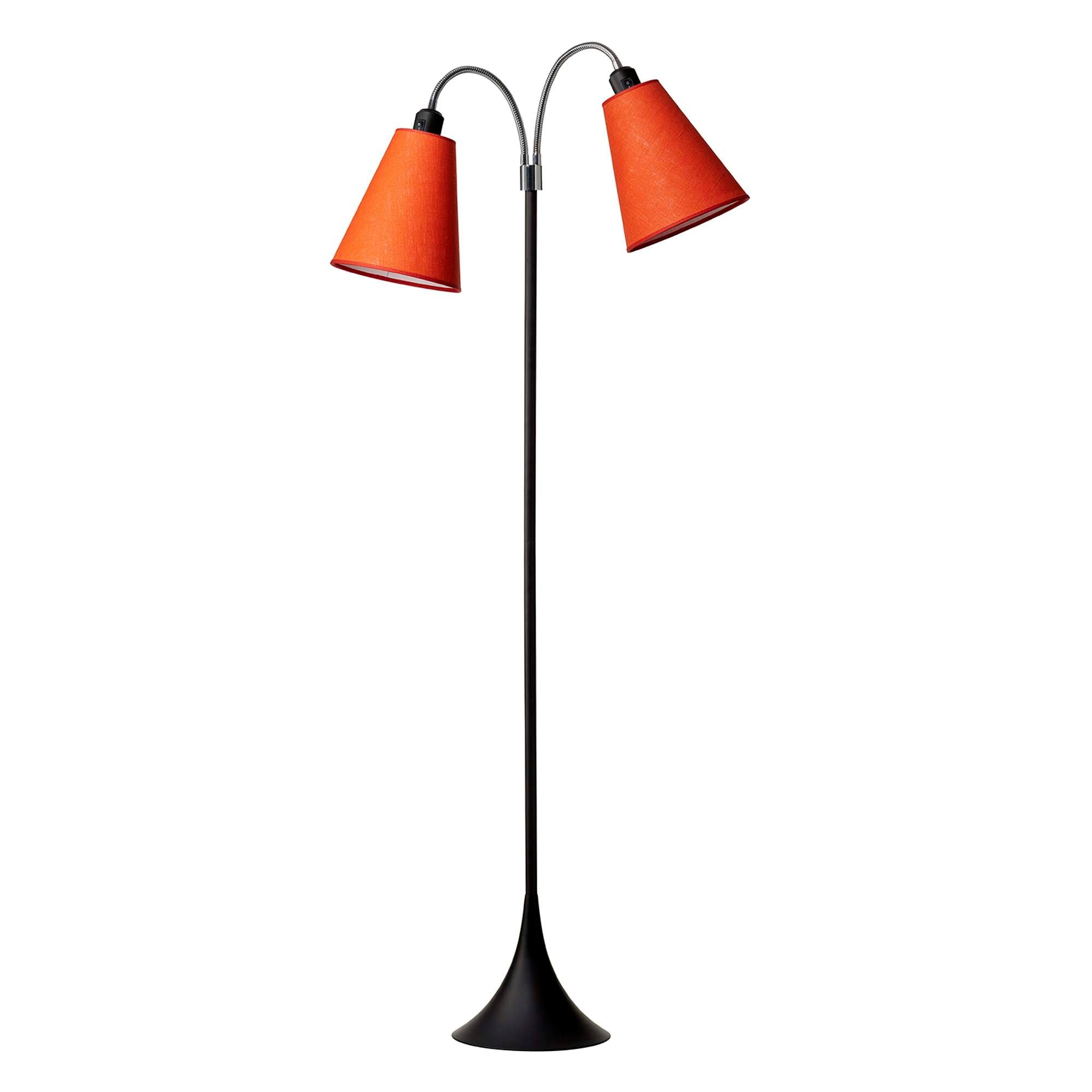 Fodgænger Gulvlampe Sort m/Orange lampeskærme