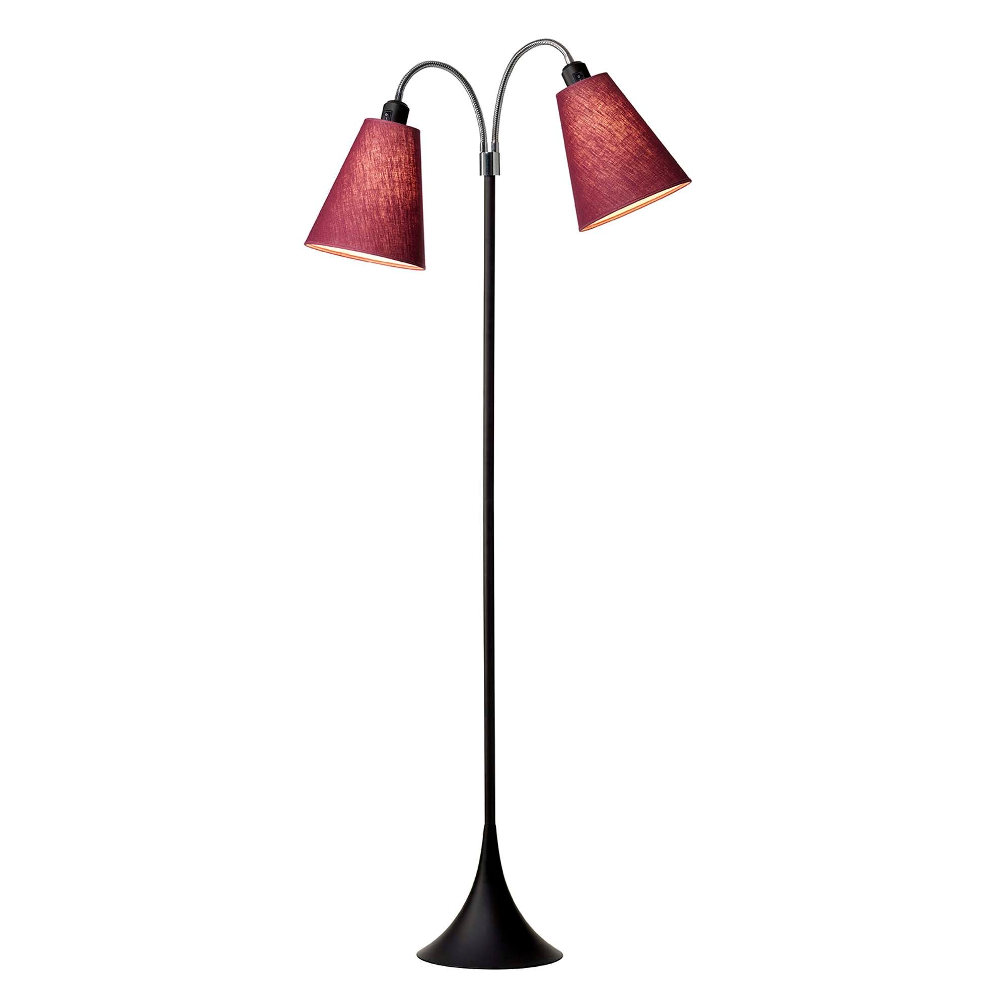 Fodgænger Gulvlampe Sort m/Blomme lampeskærme