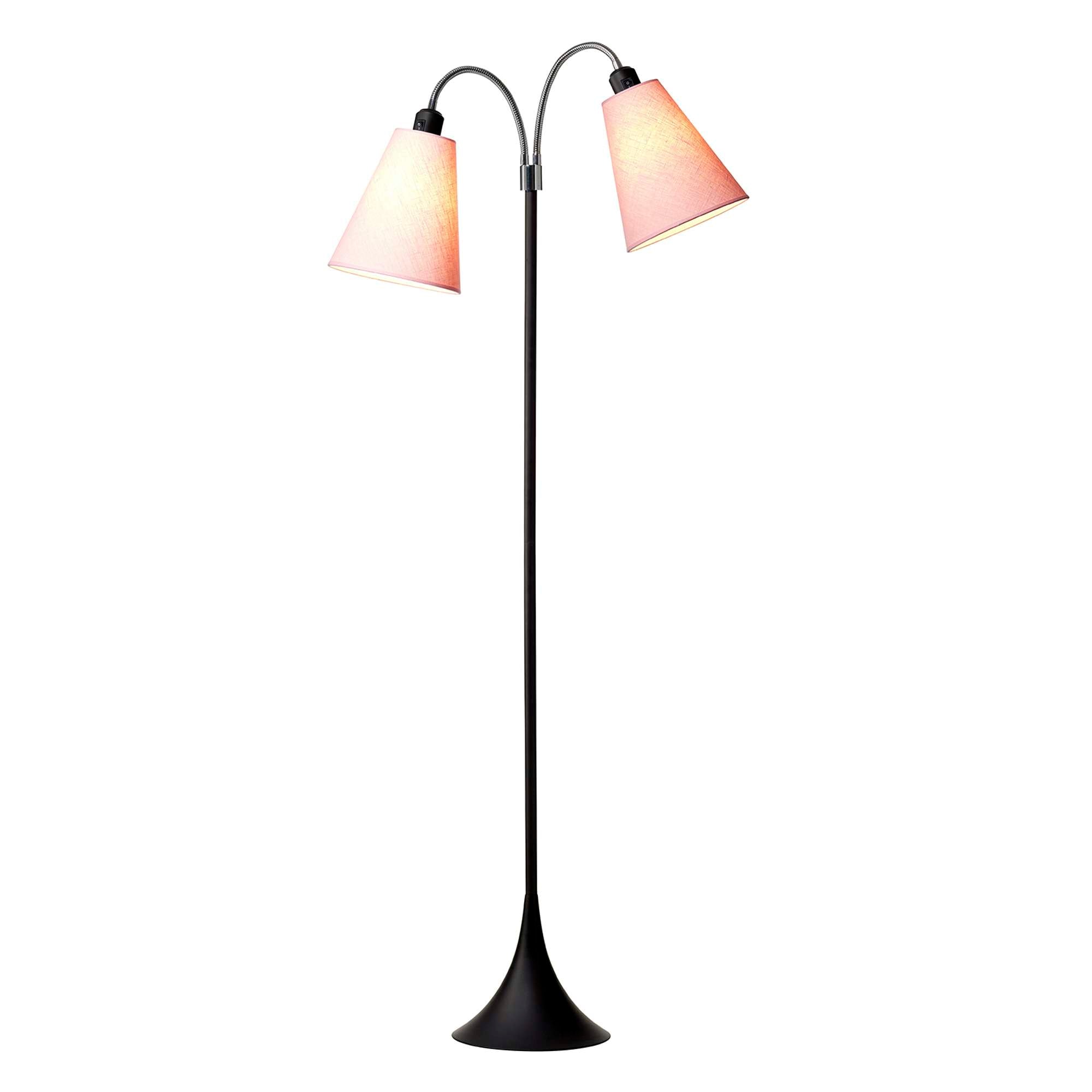 Fodgænger Gulvlampe Sort m/Pink lampeskærme