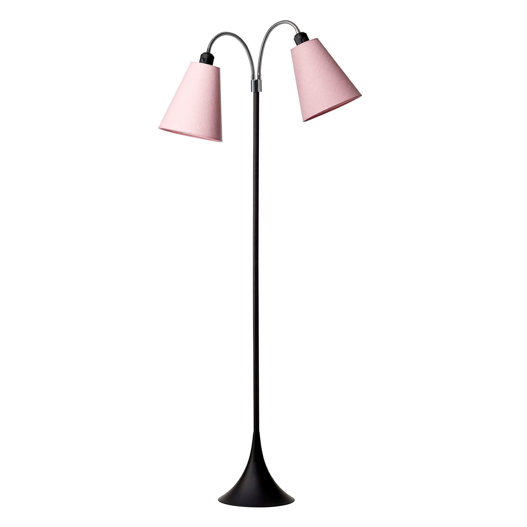 Fodgænger Gulvlampe Sort m/Pink lampeskærme