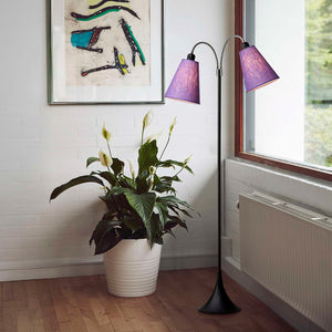 Fodgænger Gulvlampe Sort m/lilla lampeskærme