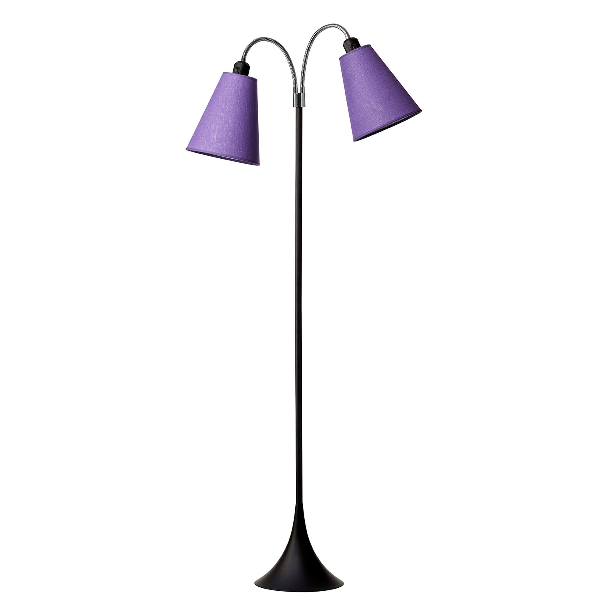 Fodgænger Gulvlampe Sort m/Lilla lampeskærme