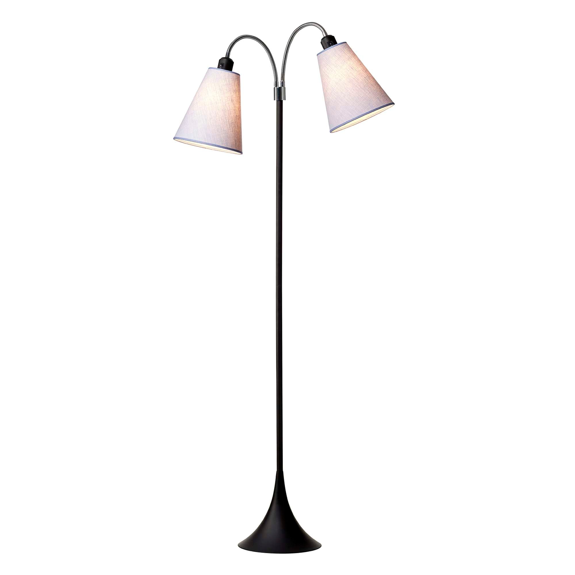 Fodgænger Gulvlampe Sort m/Lavendel lampeskærme