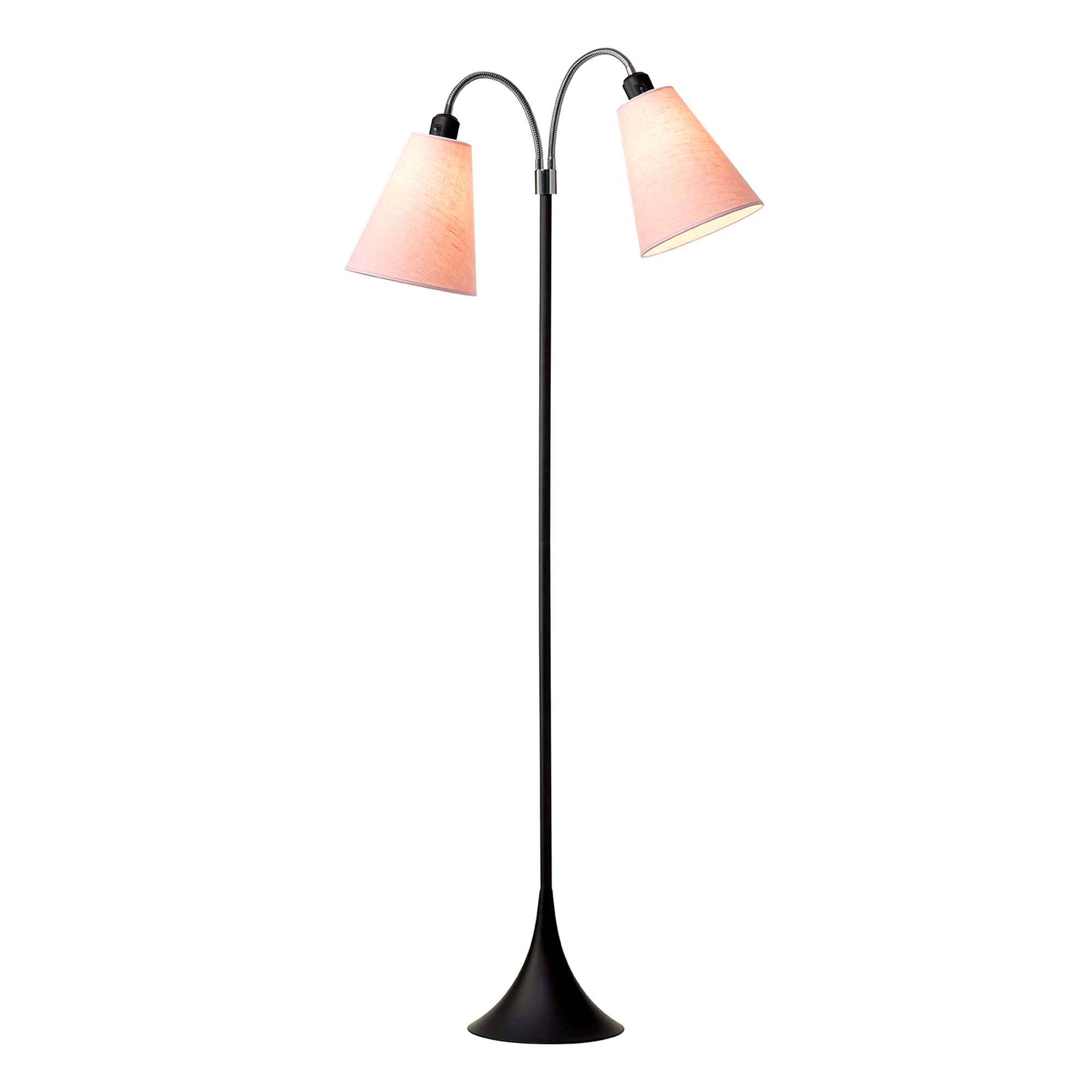 Fodgænger Gulvlampe Sort m/støvet rosa lampeskærme