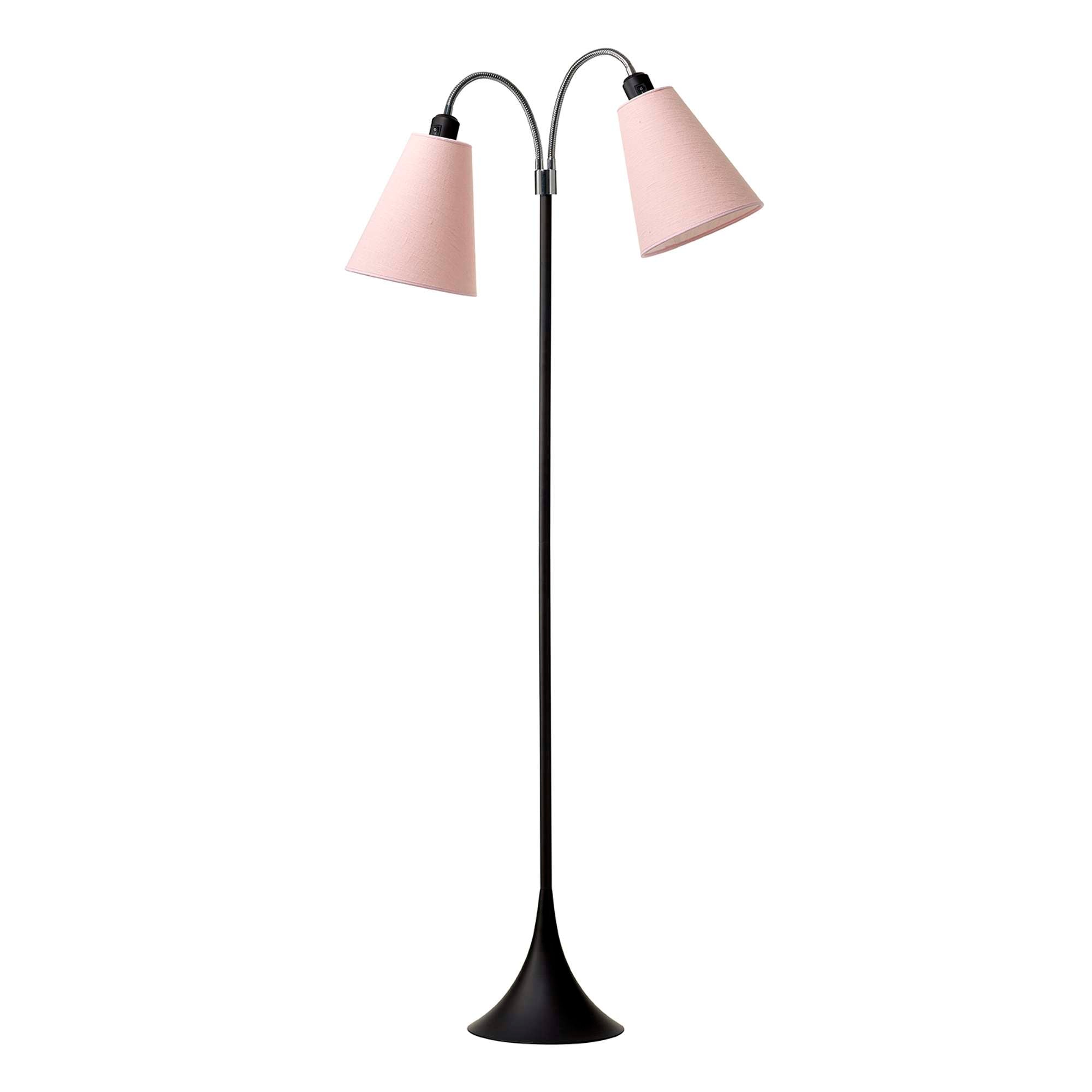 Fodgænger Gulvlampe Sort m/støvet rosa lampeskærme