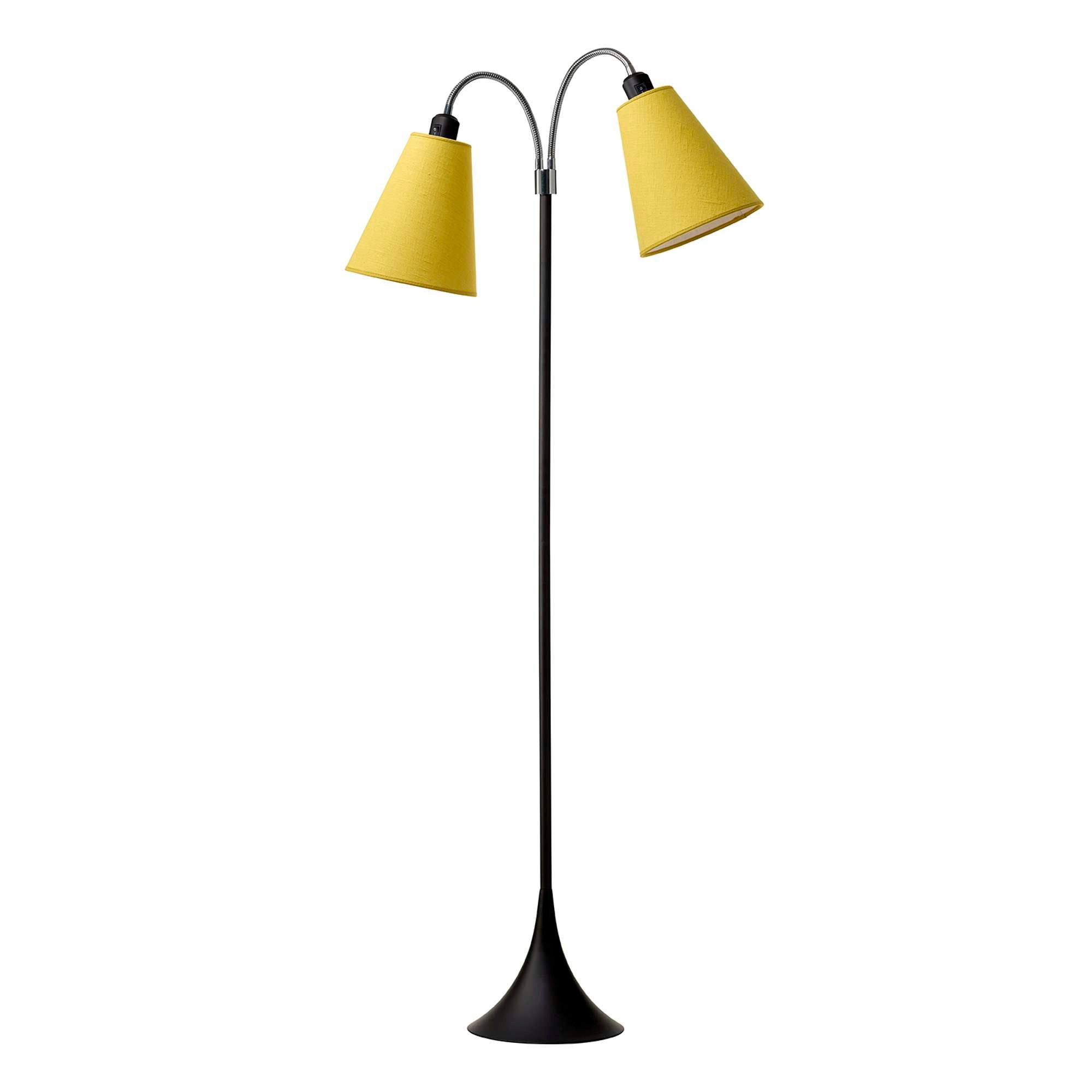 Fodgænger Gulvlampe Sort m/sennepsgul lampeskærme