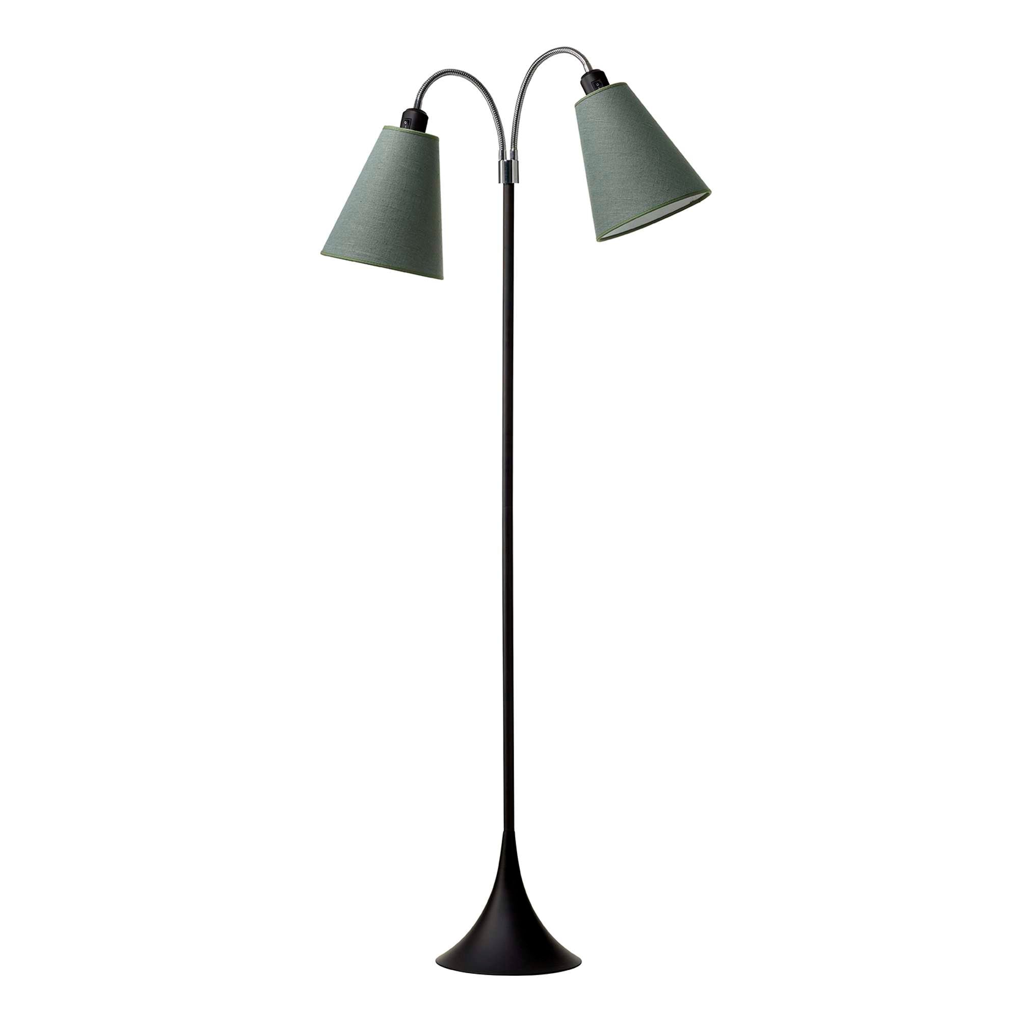Fodgænger Gulvlampe Sort m/vintergrønne lampeskærme