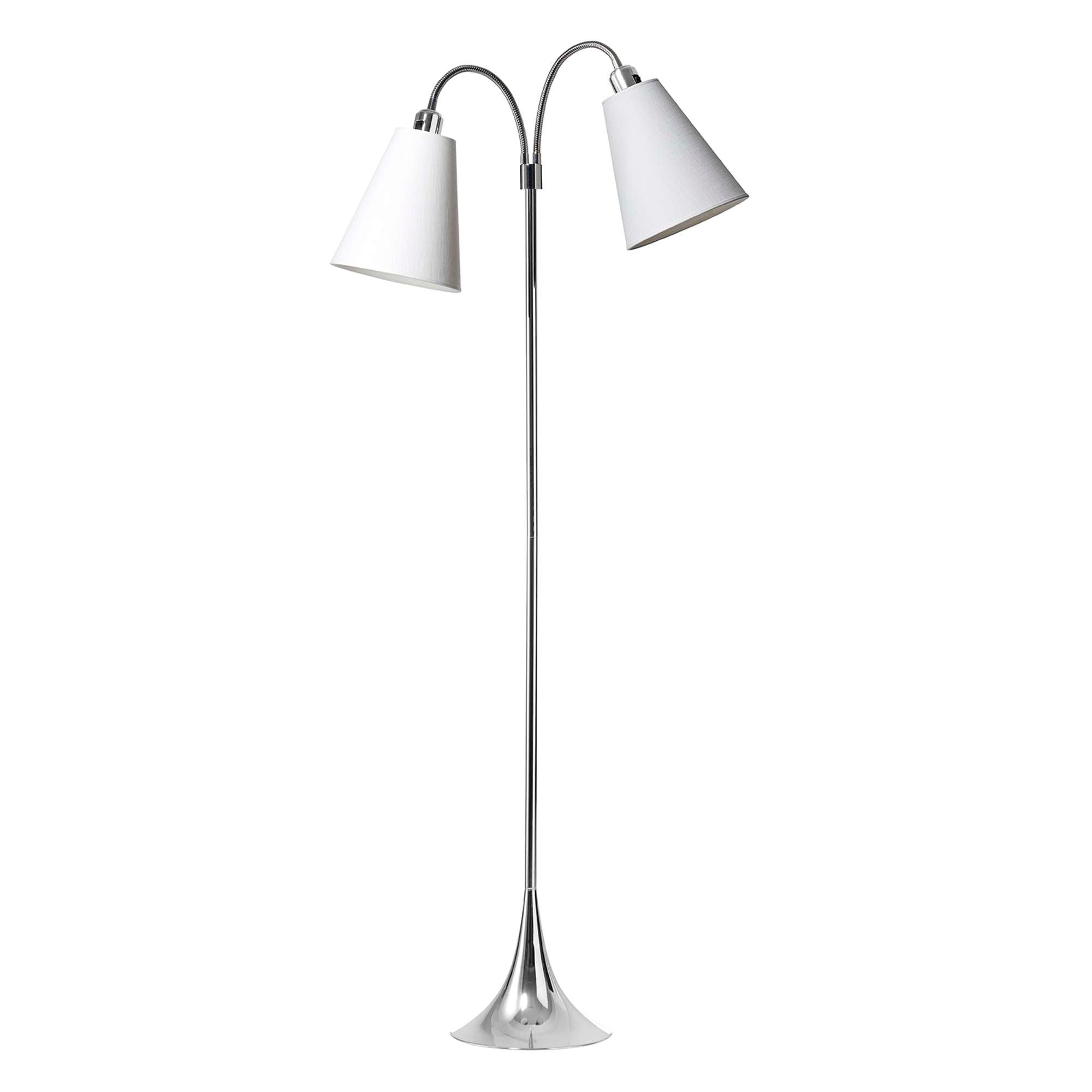 Fodgænger Gulvlampe Krom m/Hvide lampeskærme