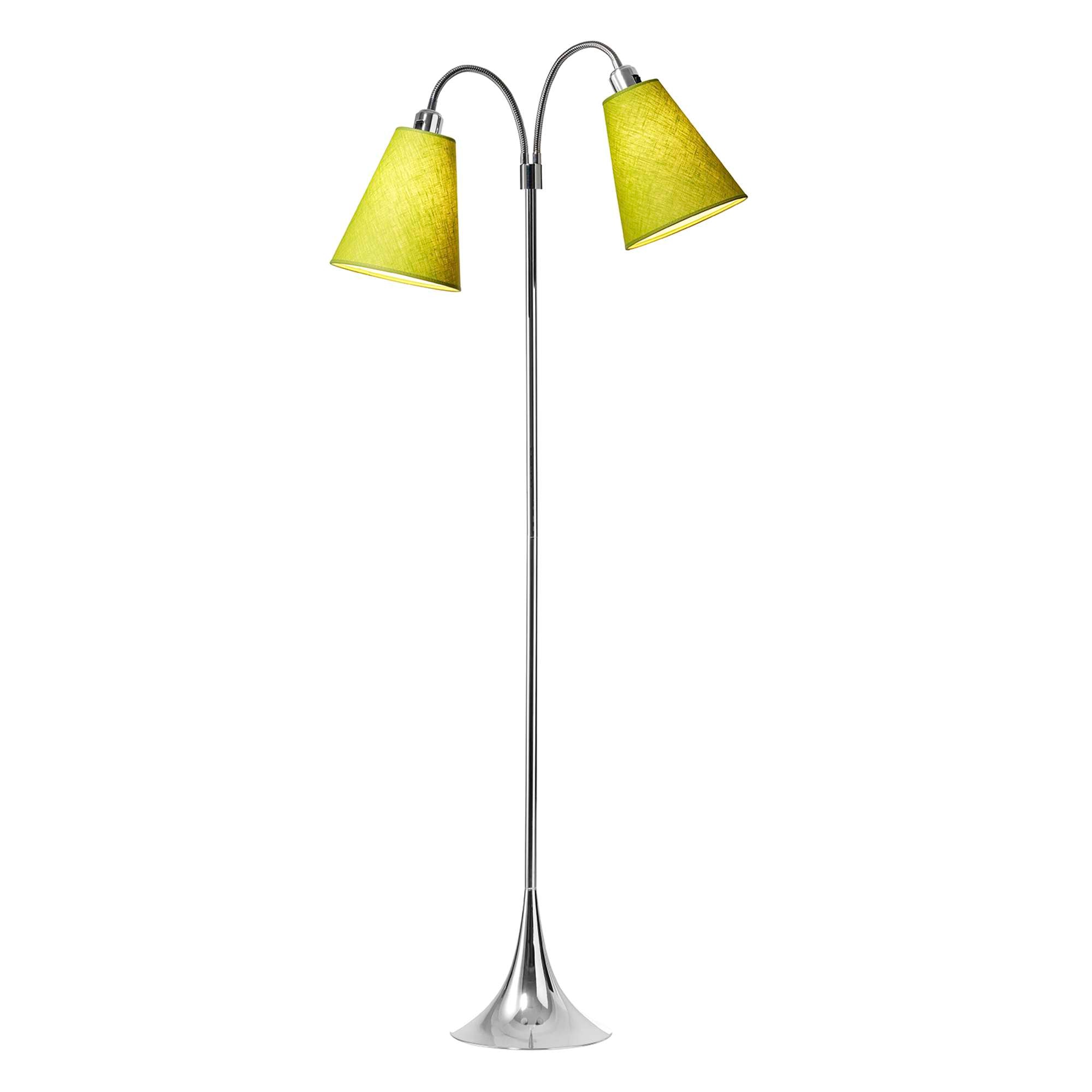 Fodgænger Gulvlampe Krom m/Limegrøne lampeskærme