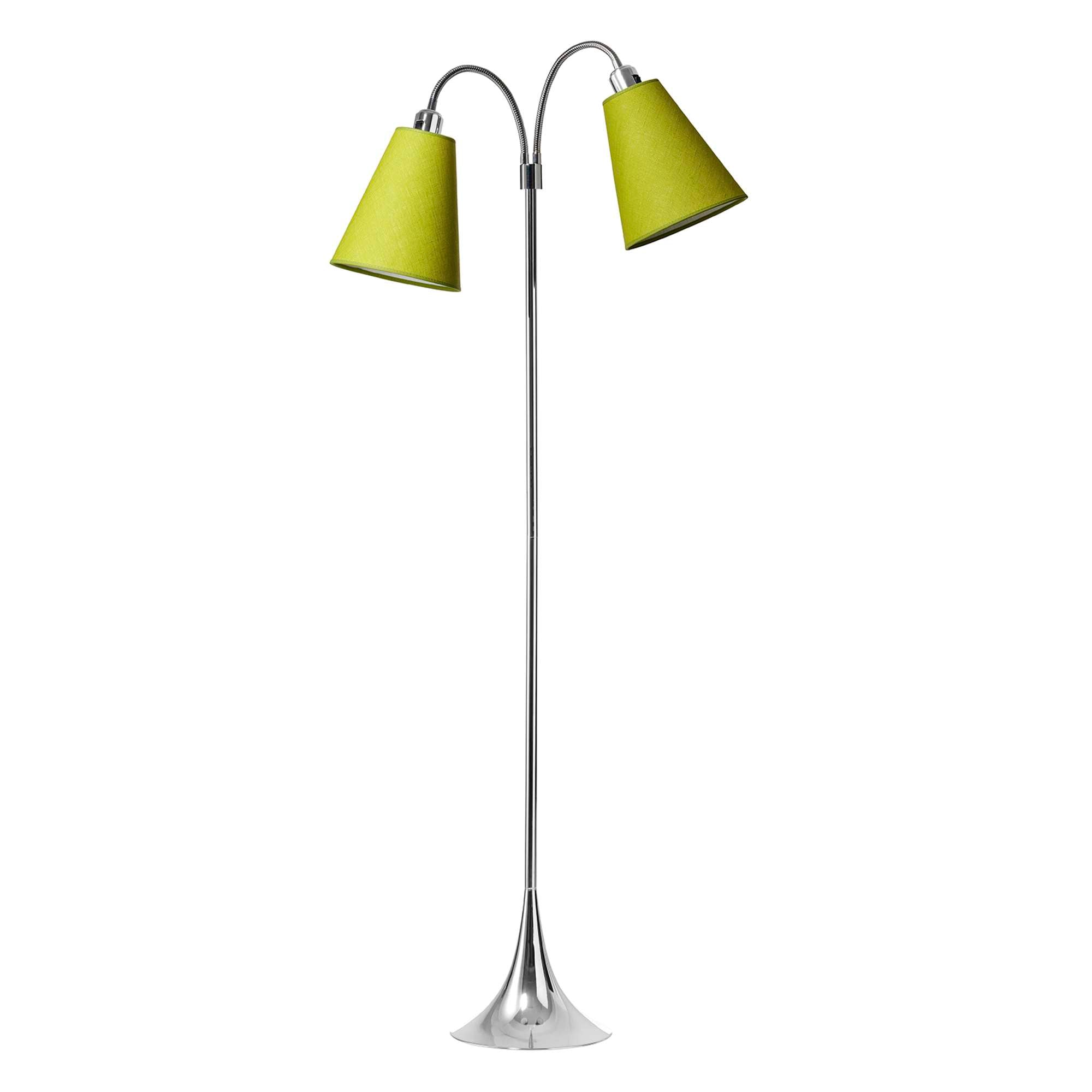 Fodgænger Gulvlampe Krom m/Limegrøne lampeskærme
