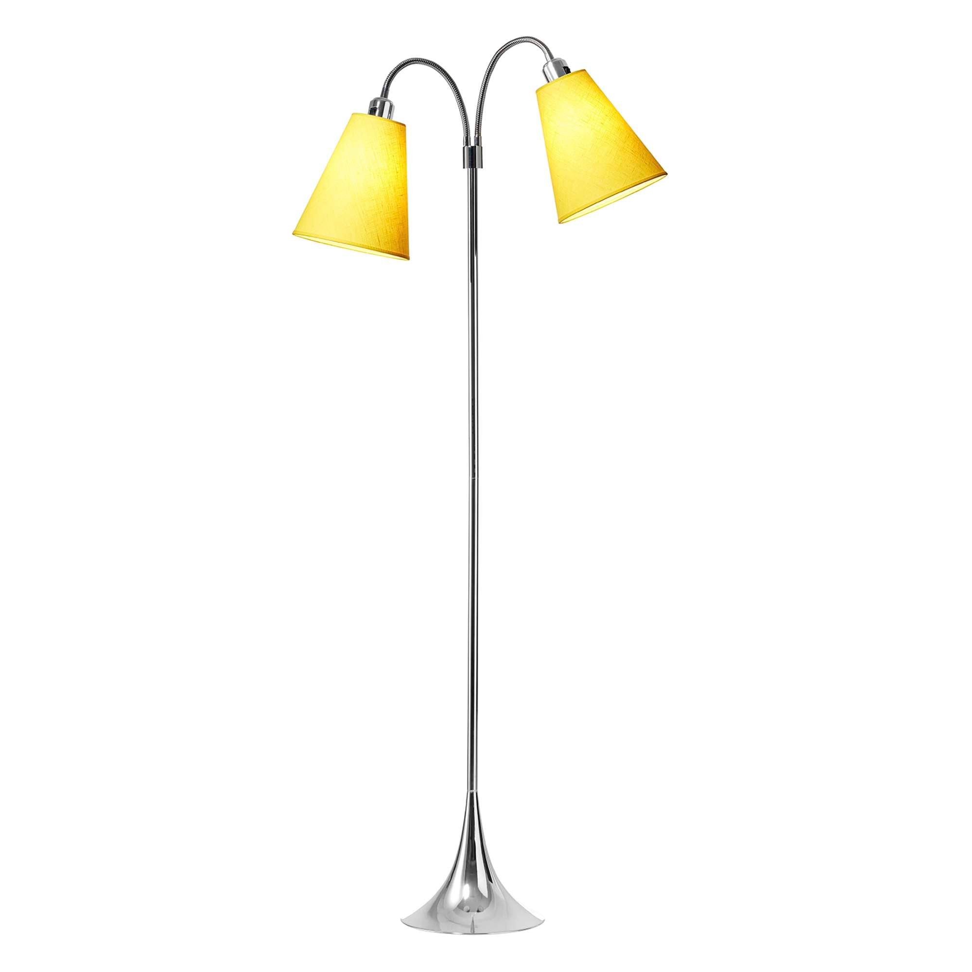 Fodgænger Gulvlampe Krom m/Gule lampeskærme