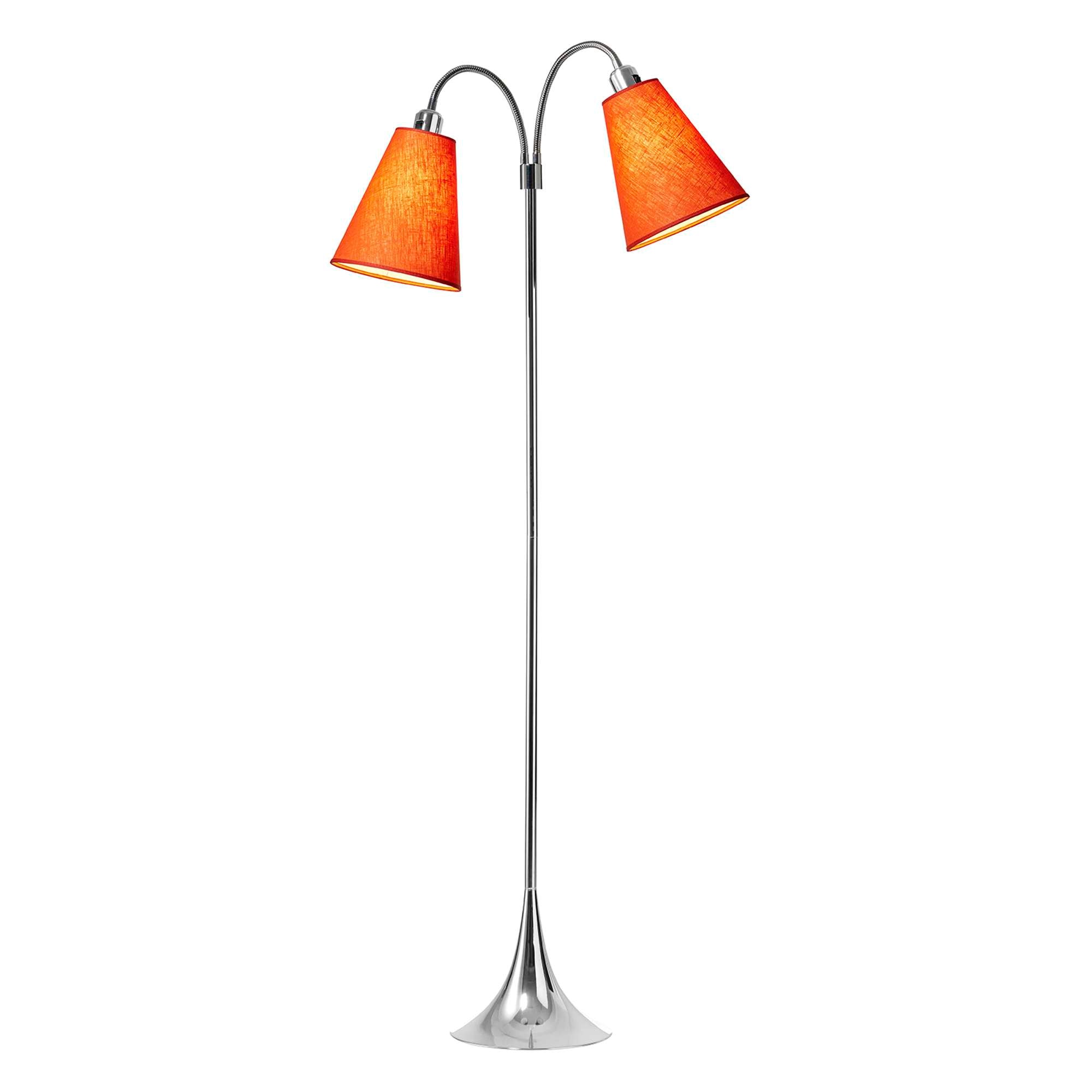 Fodgænger Gulvlampe Krom m/Orange lampeskærme
