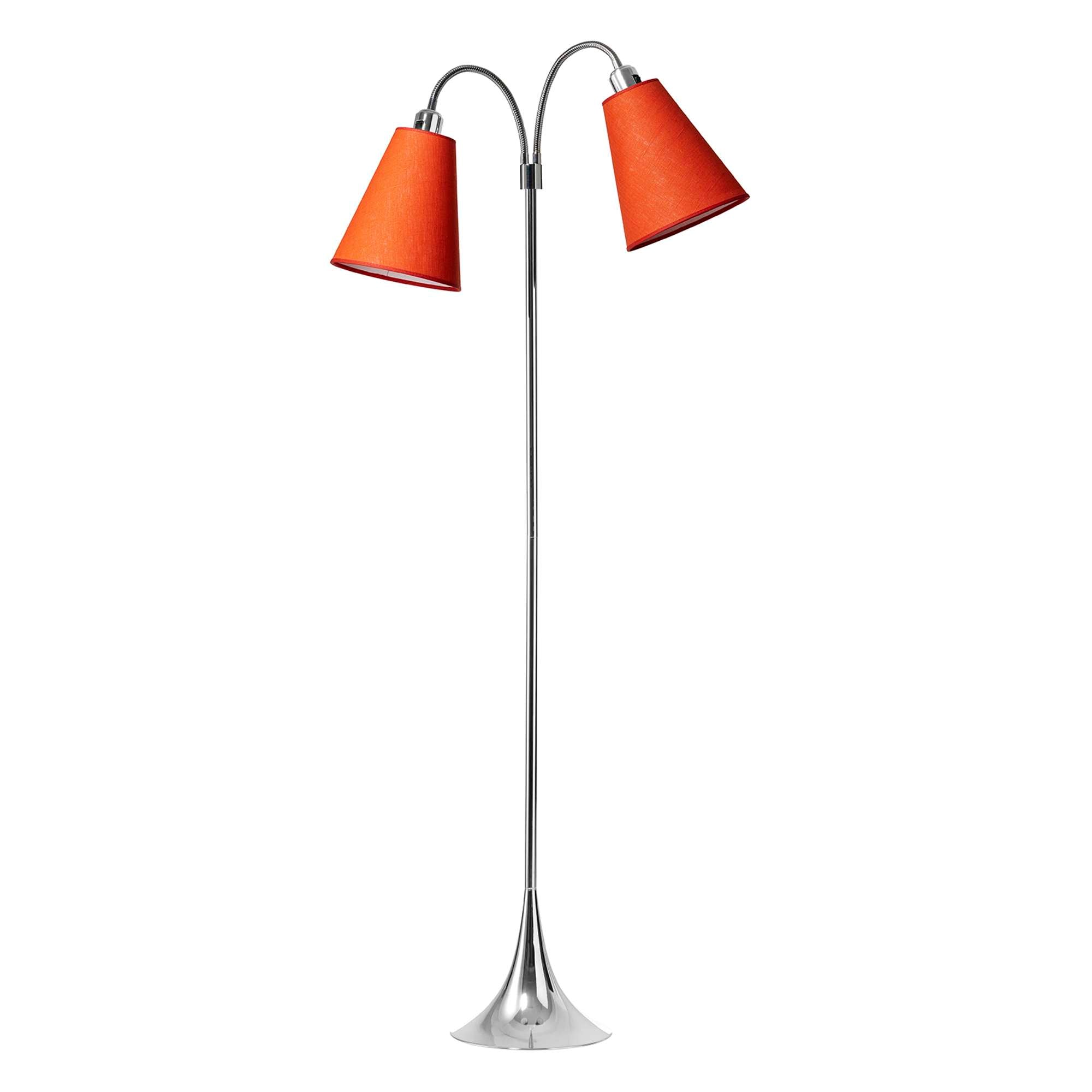 Fodgænger Gulvlampe Krom m/Orange lampeskærme