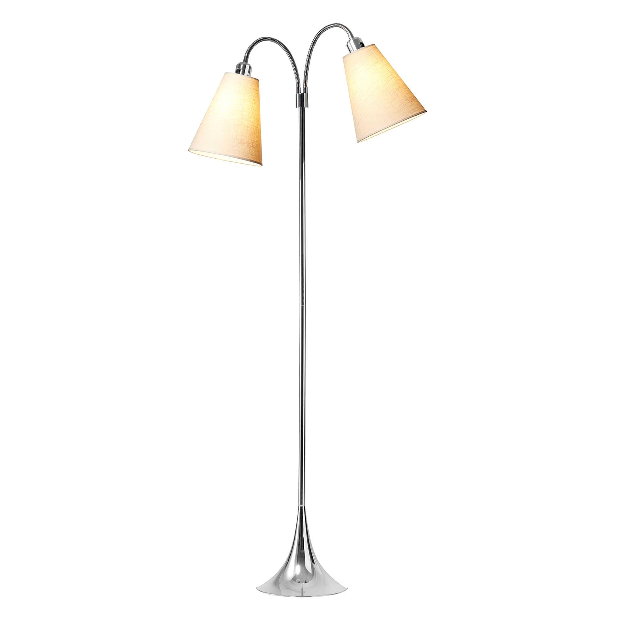 Fodgænger Gulvlampe Krom m/Creme lampeskærme