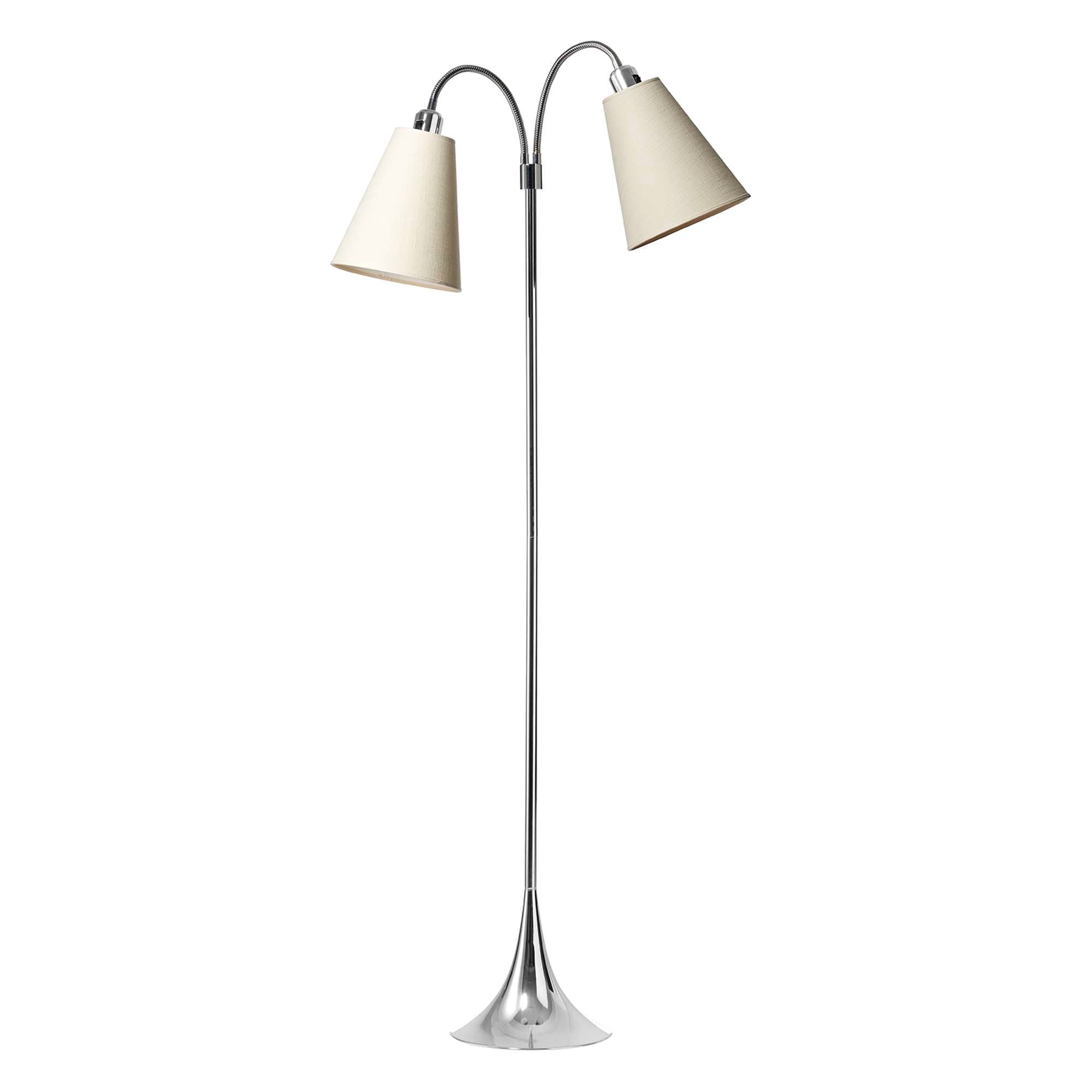 Fodgænger Gulvlampe Krom m/Creme lampeskærme