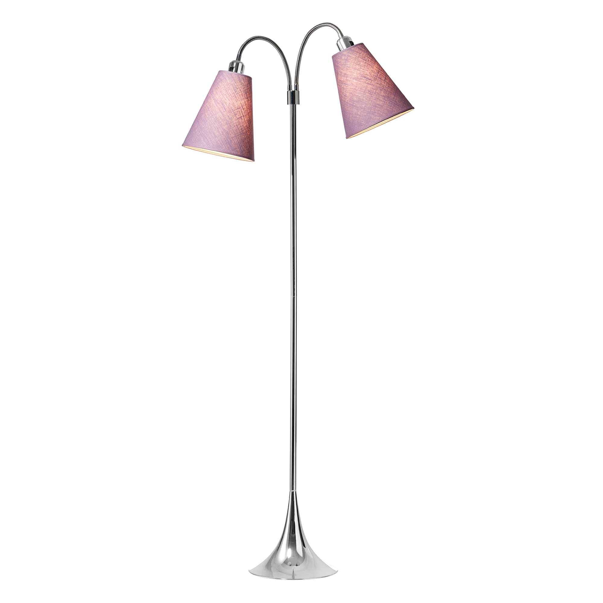 Fodgænger Gulvlampe Krom m/Lyng lampeskærme
