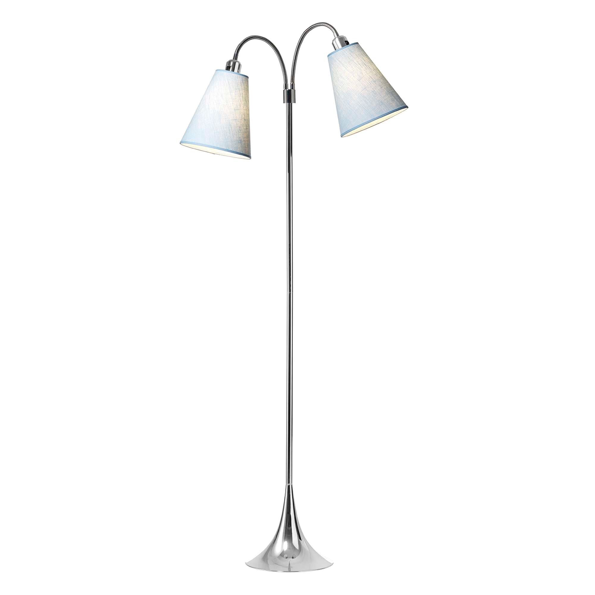 Fodgænger Gulvlampe Krom m/Lyseblå lampeskærme