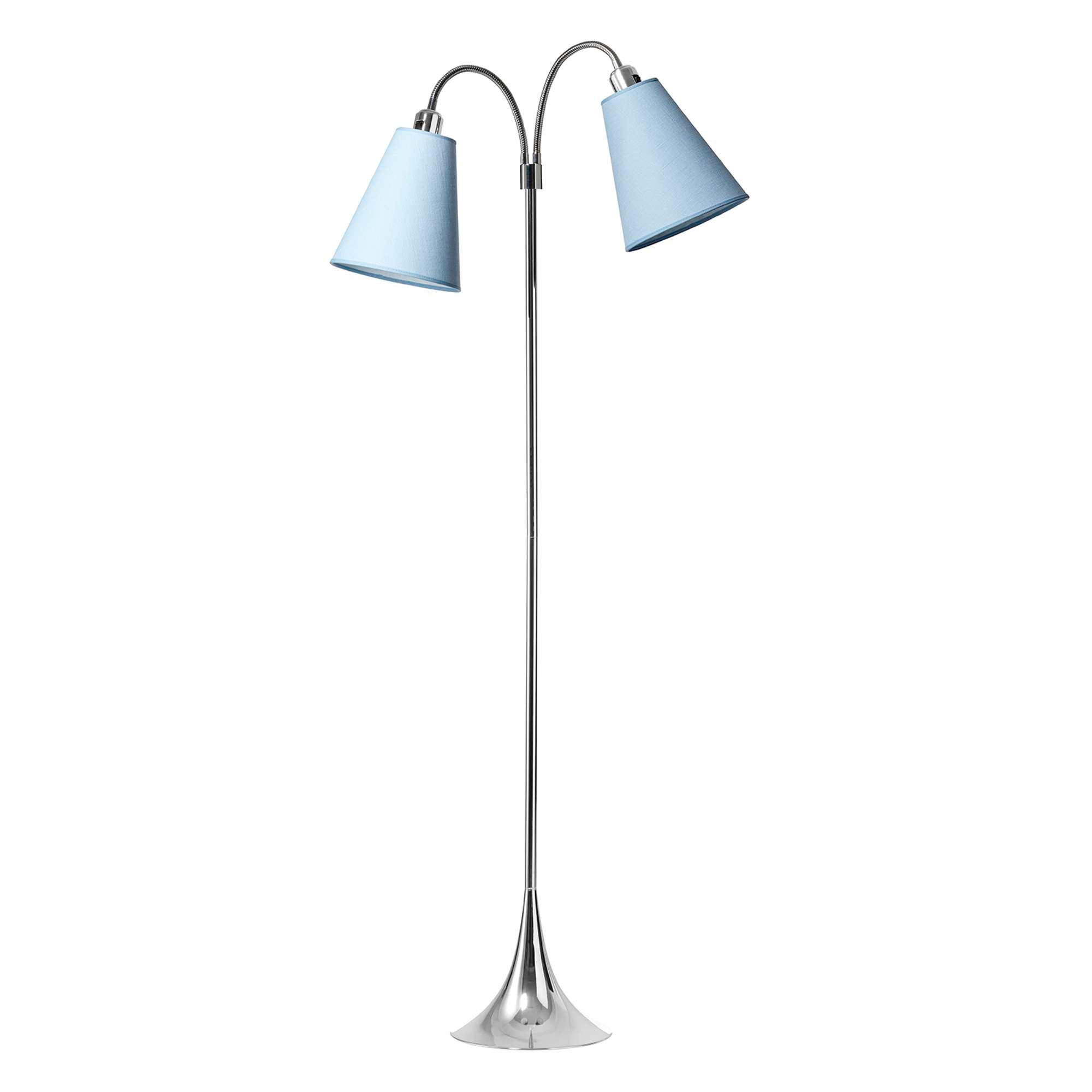 Fodgænger Gulvlampe Krom m/Lyseblå lampeskærme