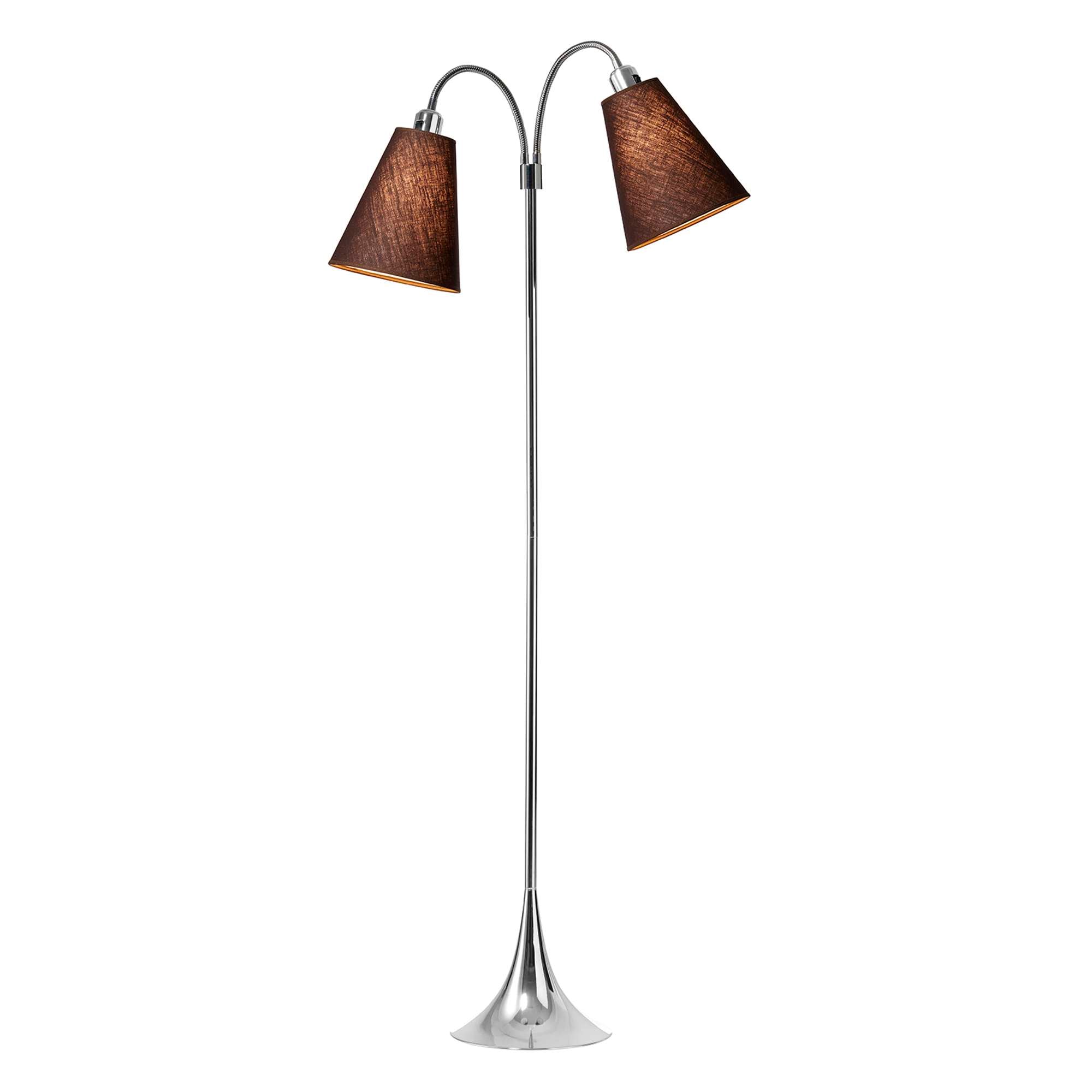 Fodgænger Gulvlampe Krom m/Brune lampeskærme