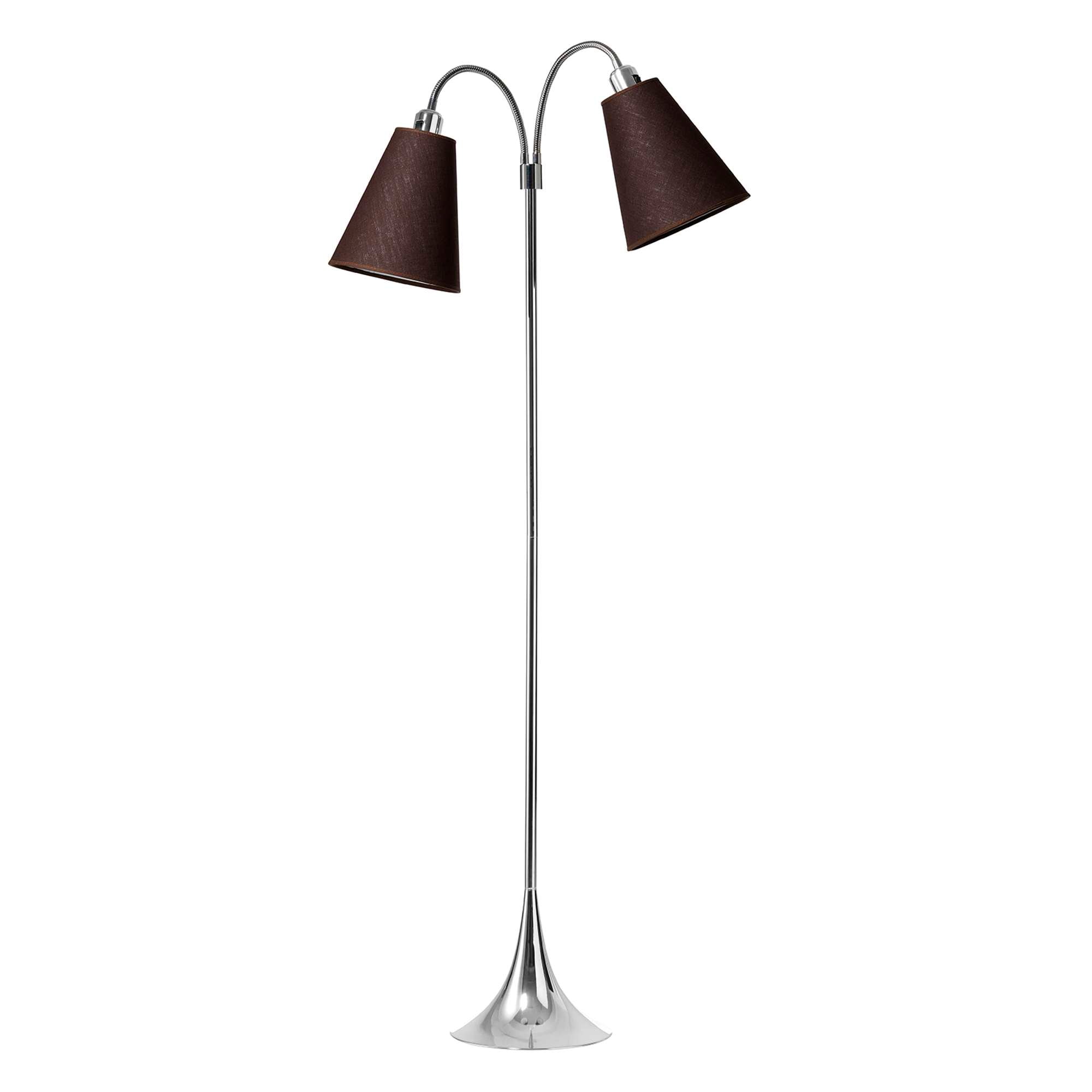 Fodgænger Gulvlampe Krom m/Brune lampeskærme