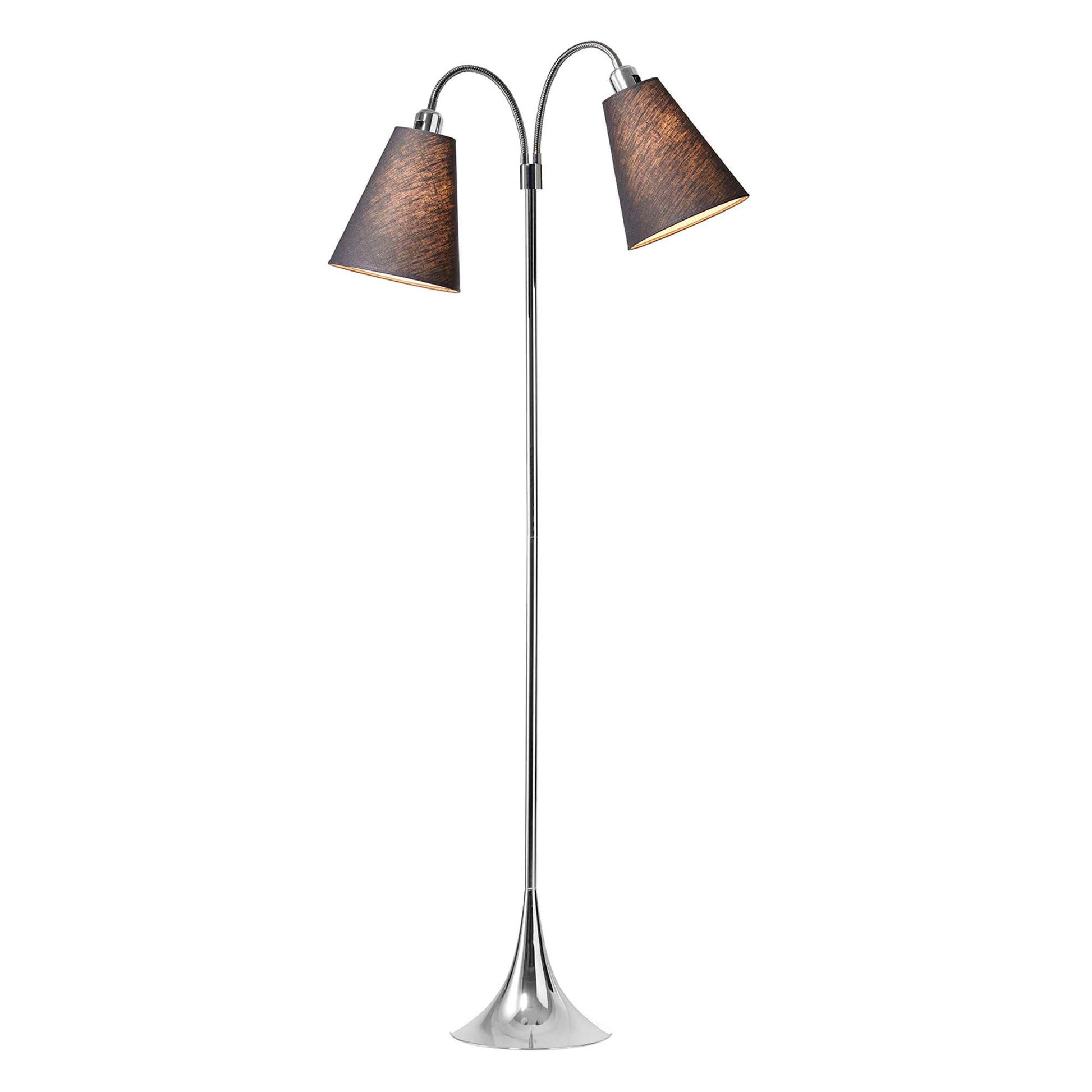 Fodgænger Gulvlampe Krom m/Mørkegrå lampeskærme_1