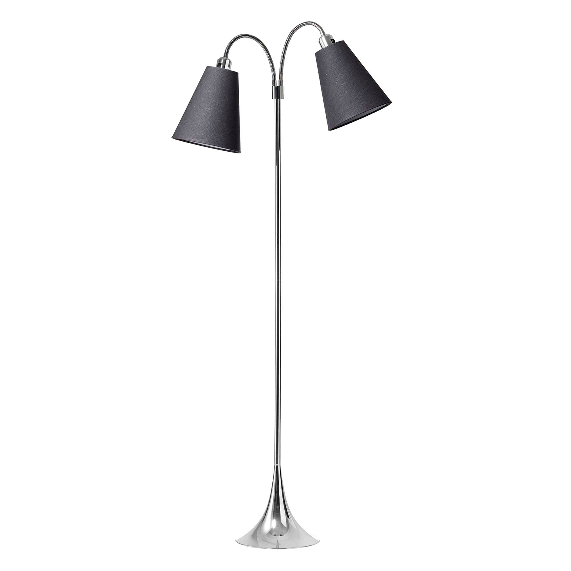 Fodgænger Gulvlampe Krom m/Mørkegrå lampeskærme