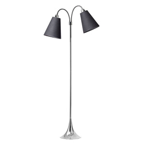 Fodgænger Gulvlampe Krom m/Mørkegrå lampeskærme_2