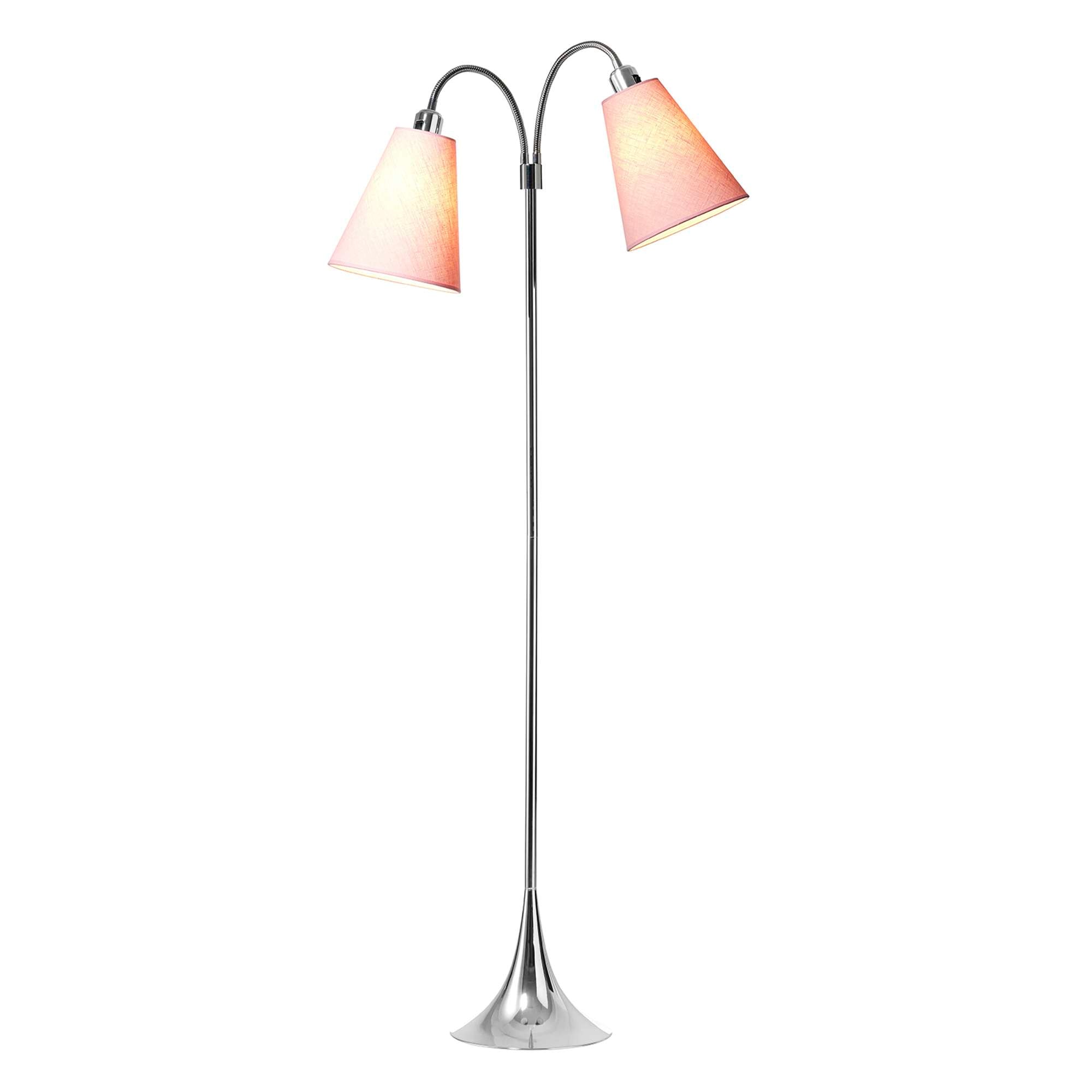 Fodgænger Gulvlampe Krom m/Pink lampeskærme