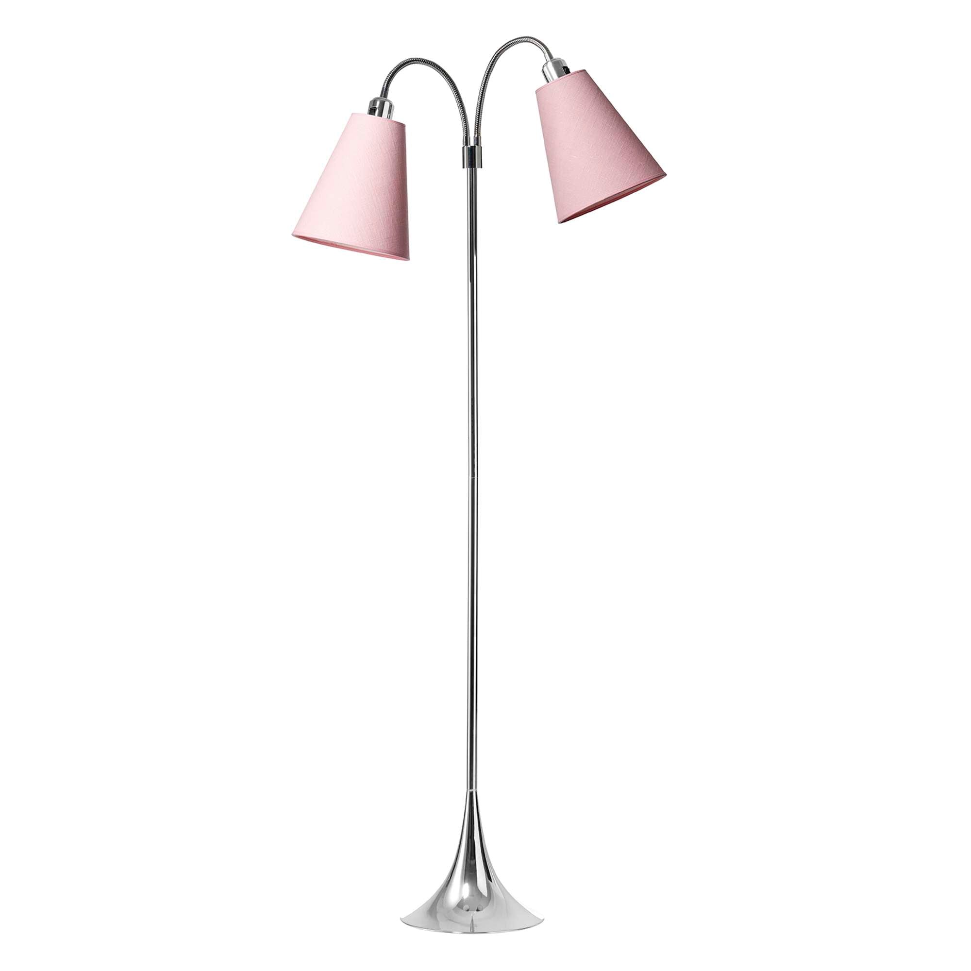 Fodgænger Gulvlampe Krom m/Pink lampeskærme