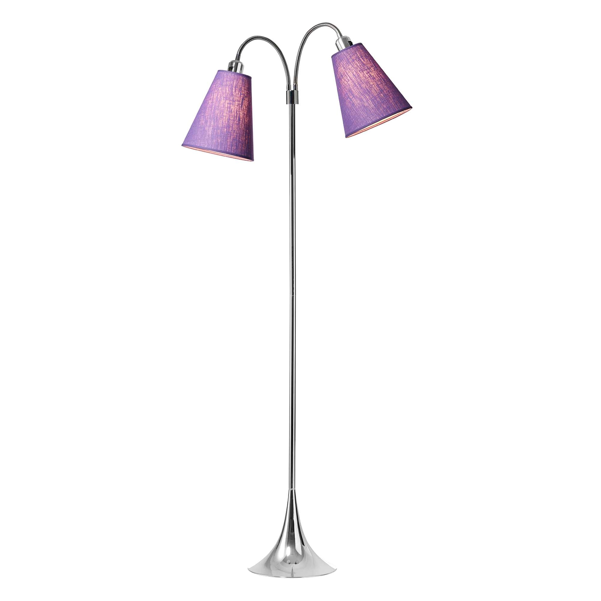 Fodgænger Gulvlampe Krom m/Lilla lampeskærme