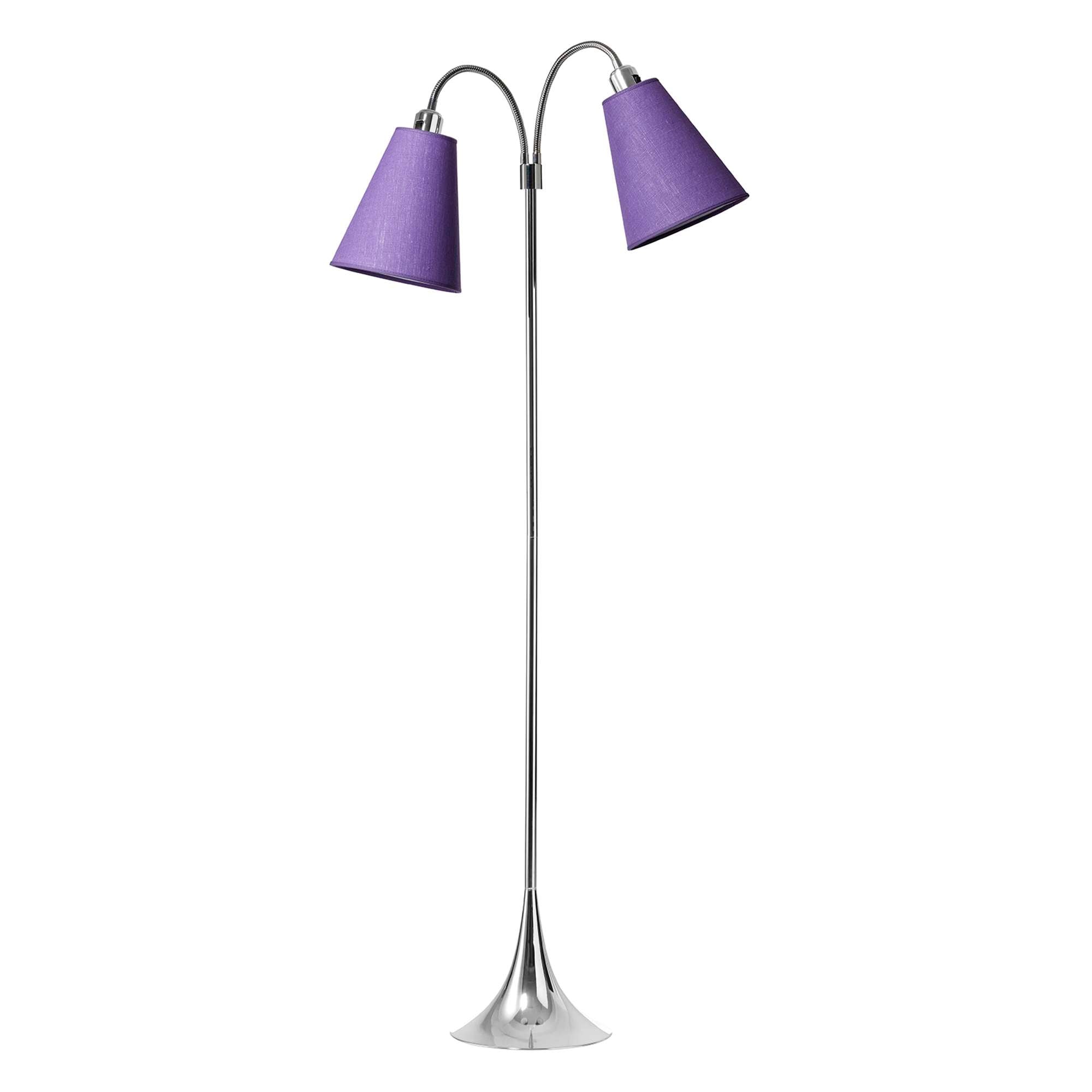 Fodgænger Gulvlampe Krom m/Lilla lampeskærme
