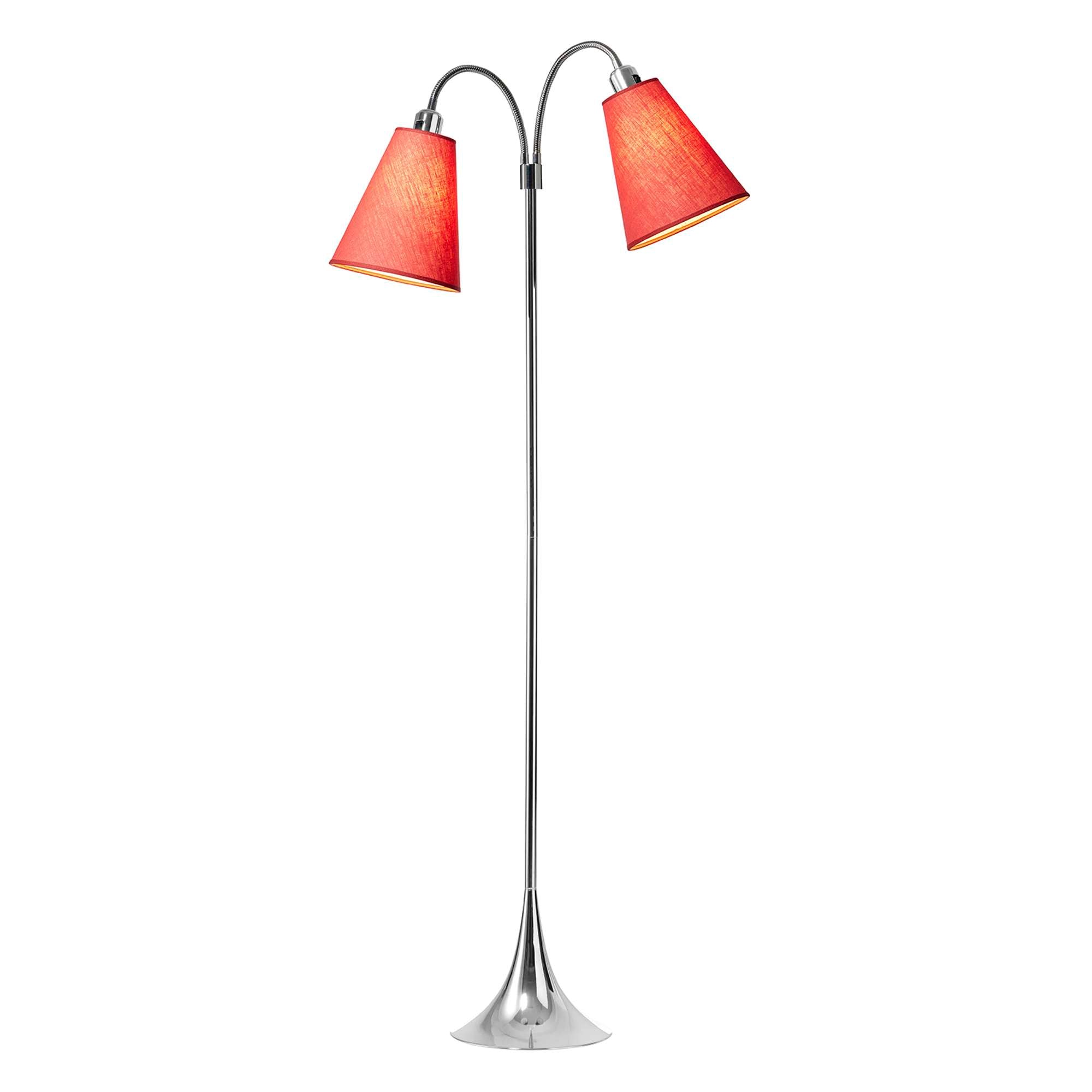 Fodgænger Gulvlampe Krom m/Koral lampeskærme