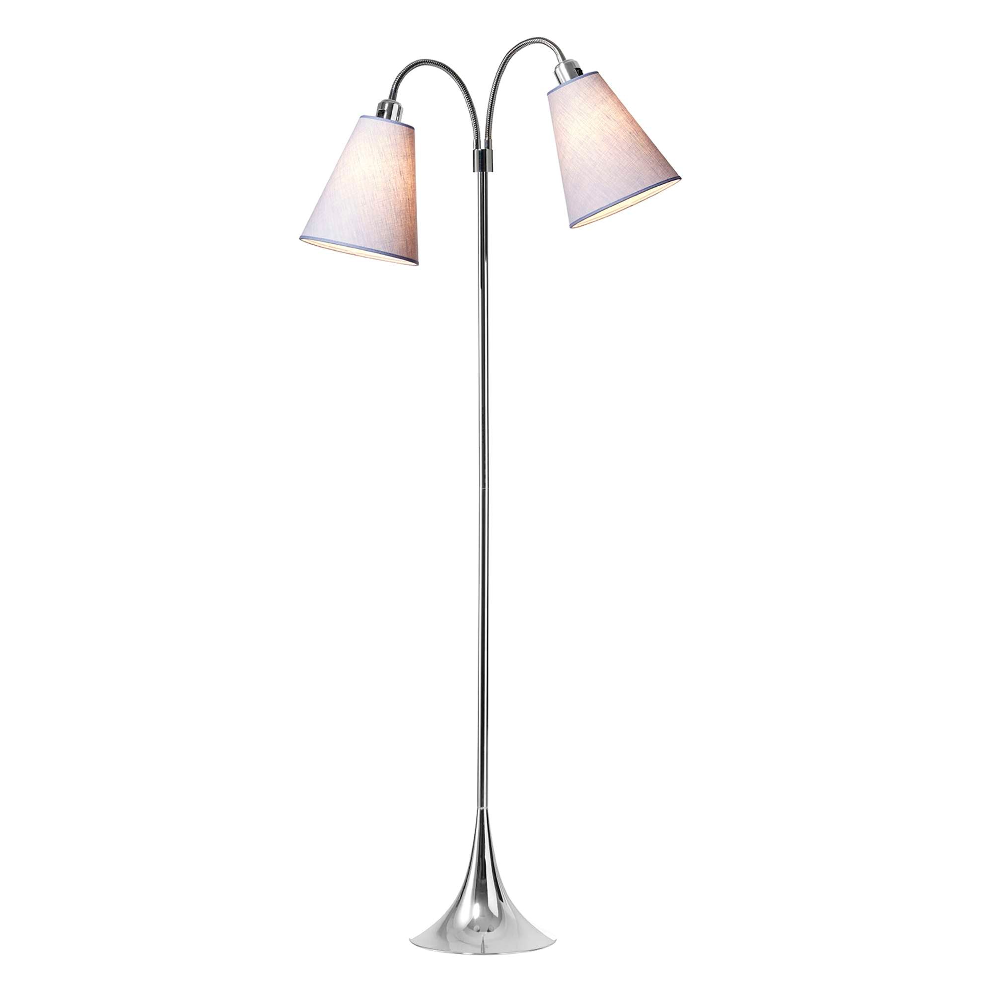 Fodgænger Gulvlampe Krom m/Lavendel lampeskærme