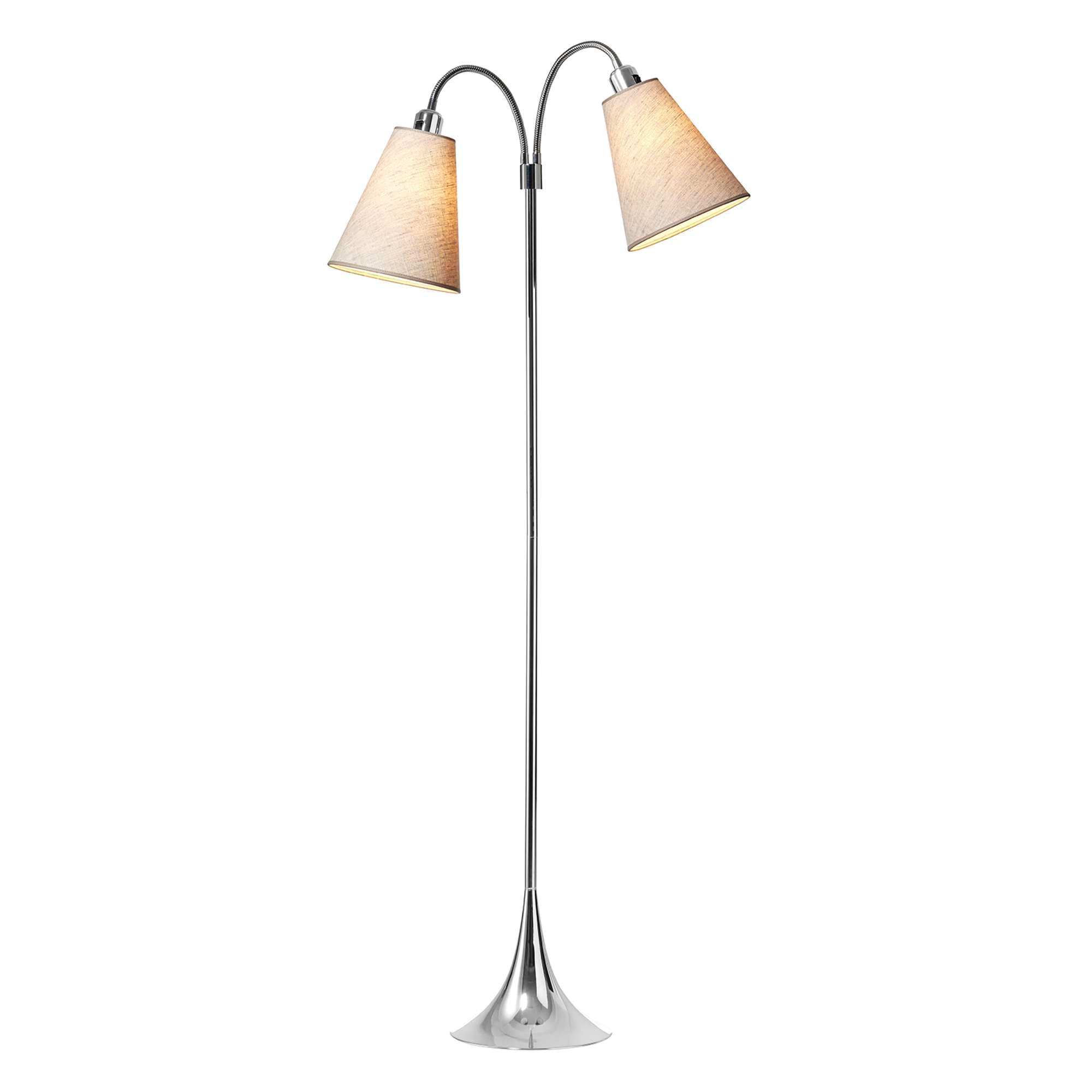 Fodgænger Gulvlampe Krom m/Sand lampeskærme