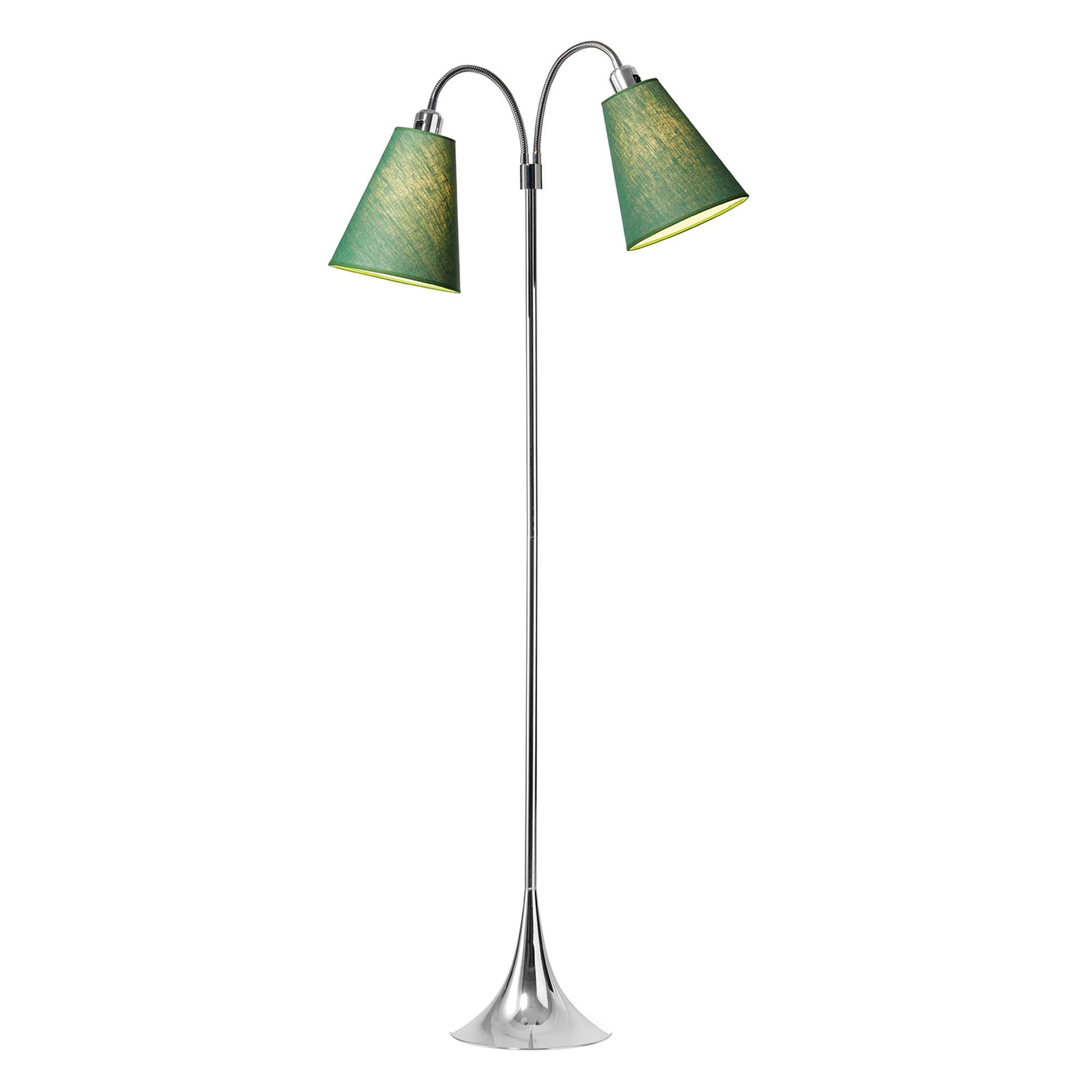 Fodgænger Gulvlampe Krom m/Græsgrønne lampeskærme
