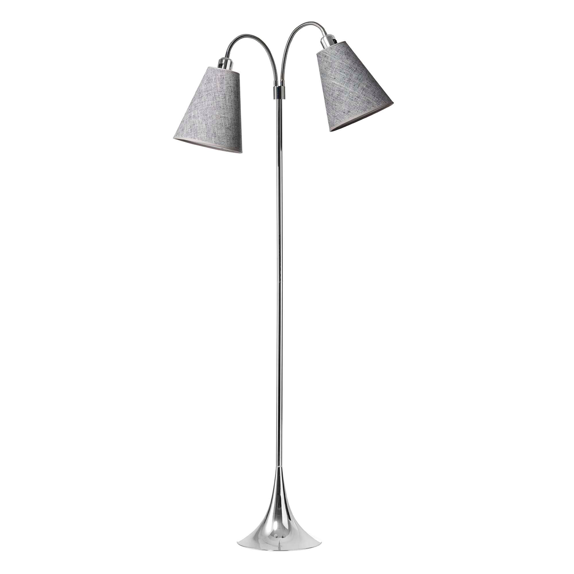 Fodgænger Gulvlampe Krom m/Sort nistret lampeskærme