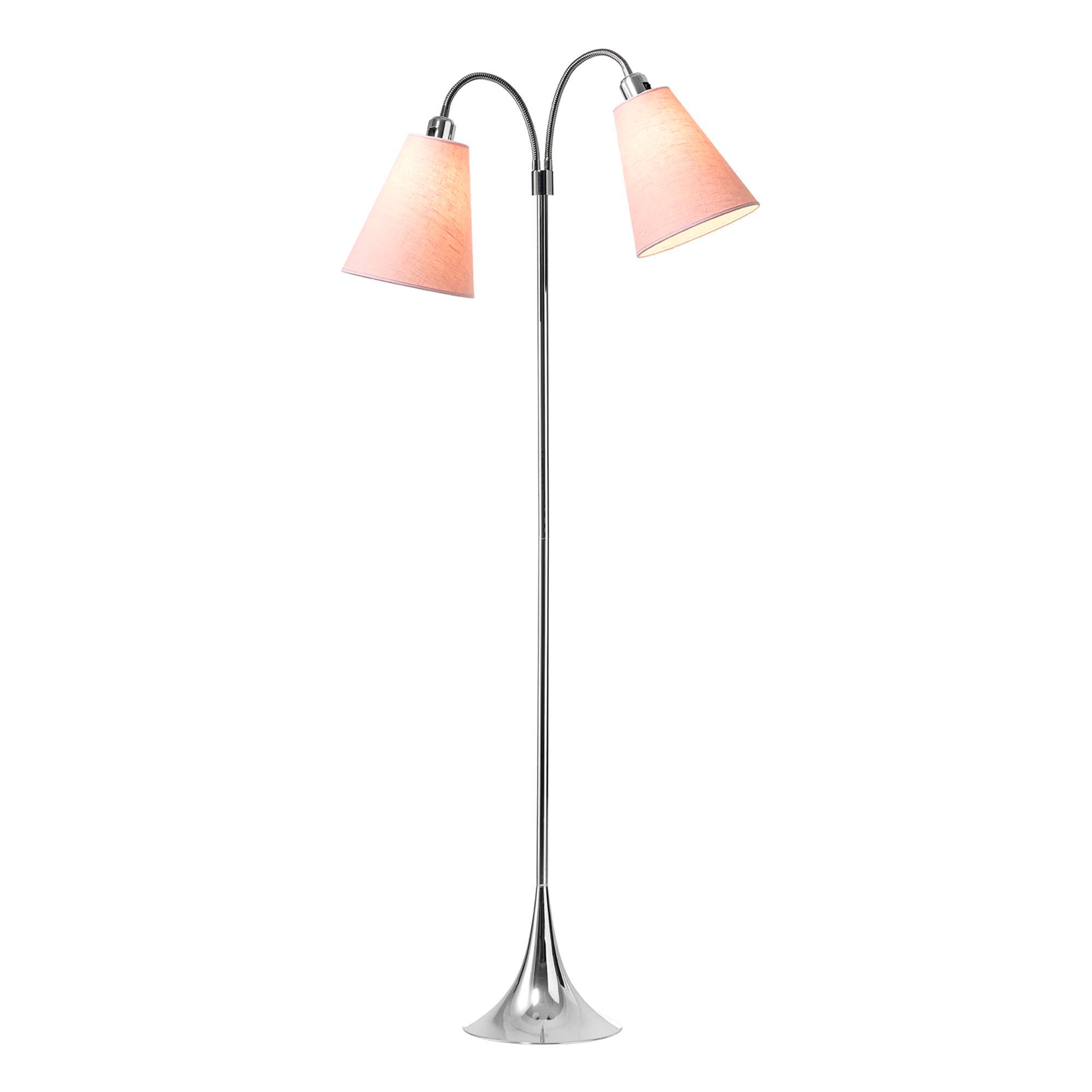 Fodgænger Gulvlampe Krom m/støvet rosa lampeskærme