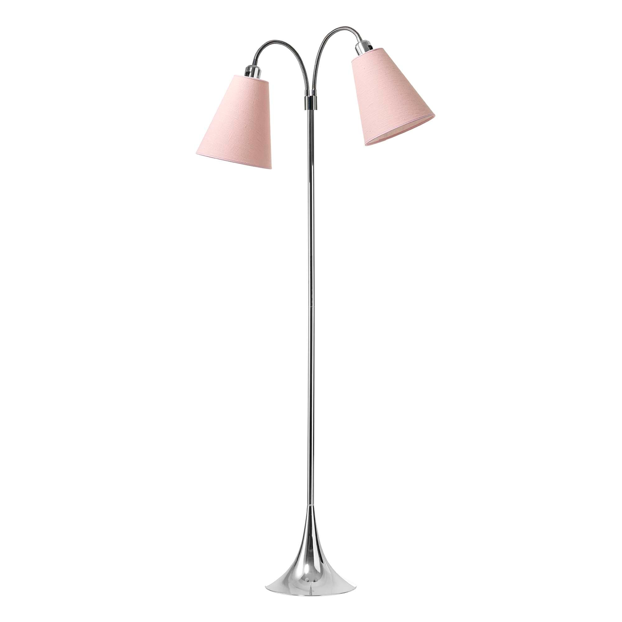 Fodgænger Gulvlampe Krom m/støvet rosa lampeskærme